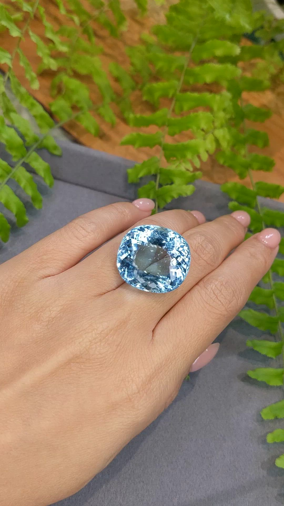 39.67 Ct. Blue Aquamarine from Brazil Size Video