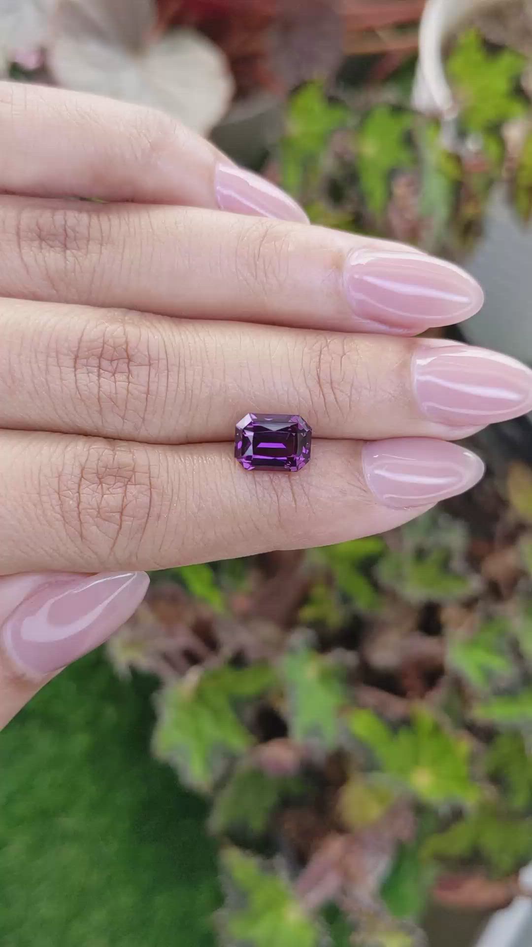 3.44 Ct. Pinkish Purple Garnet from Ceylon (Sri Lanka) Size Video