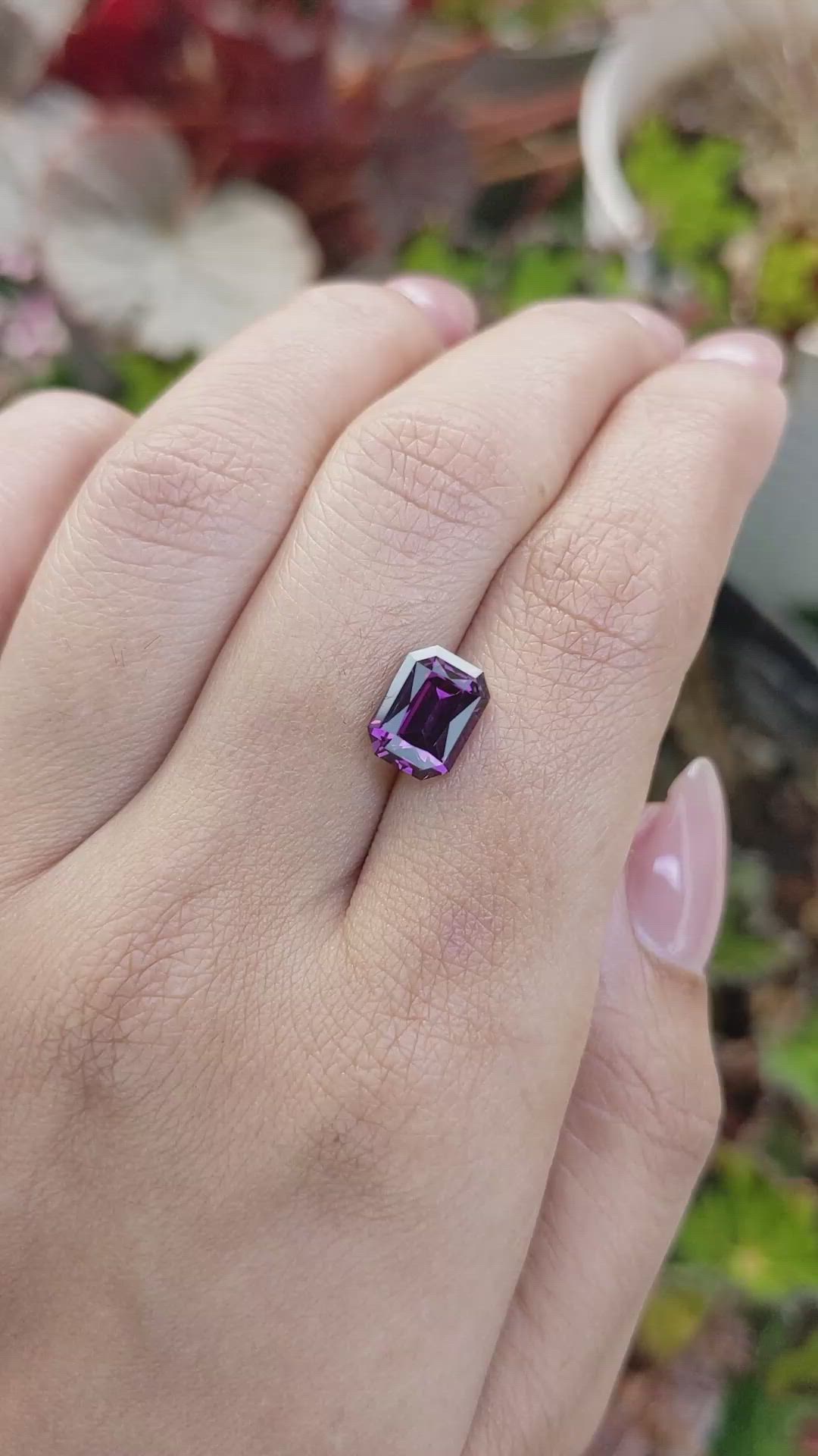3.44 Ct. Pinkish Purple Garnet from Ceylon (Sri Lanka) Size Video