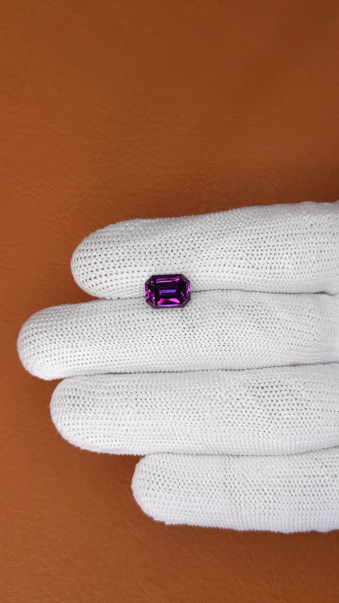 3.44 Ct. Pinkish Purple Garnet from Ceylon (Sri Lanka) Size Video