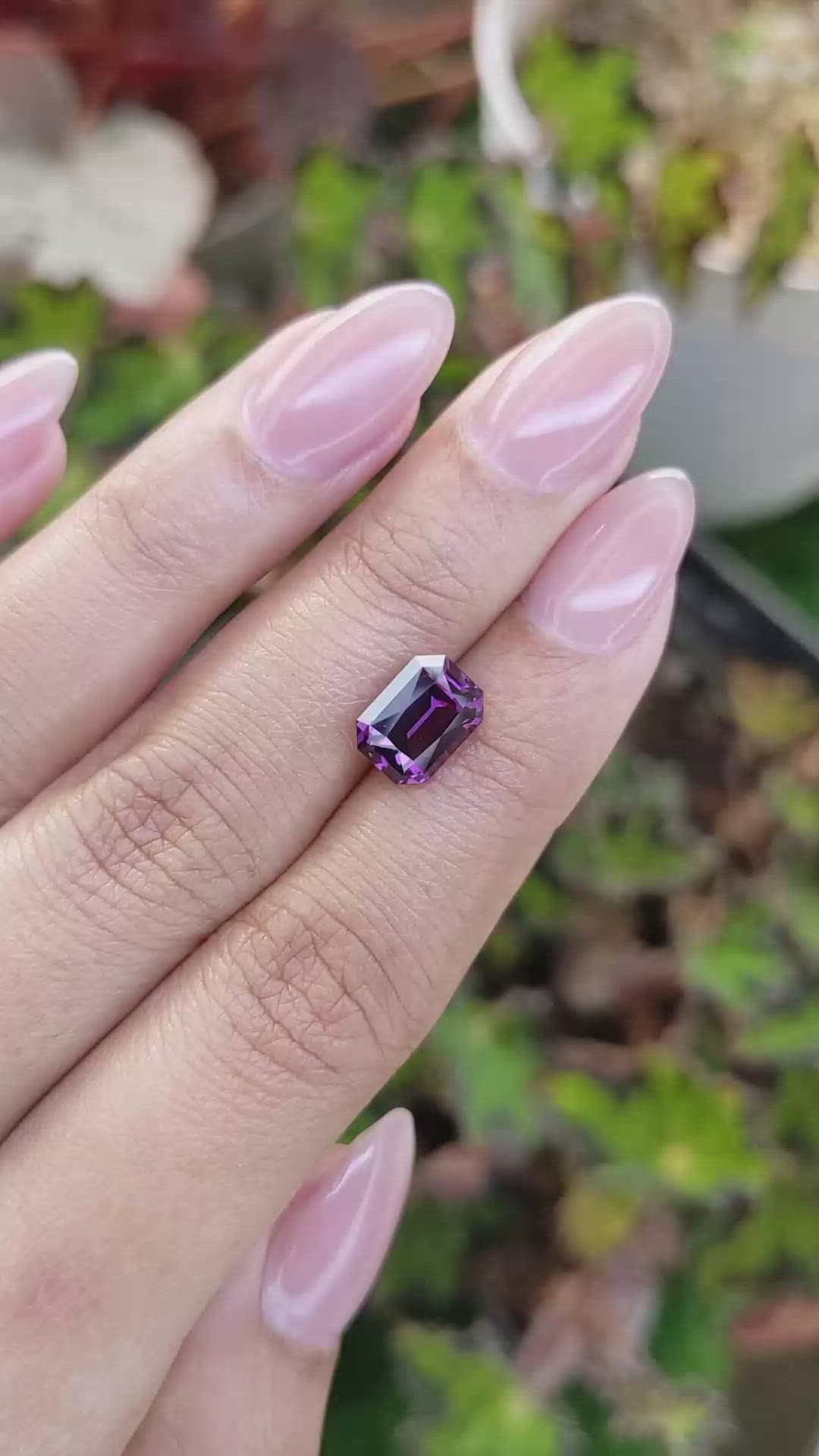 3.44 Ct. Pinkish Purple Garnet from Ceylon (Sri Lanka) Size Video