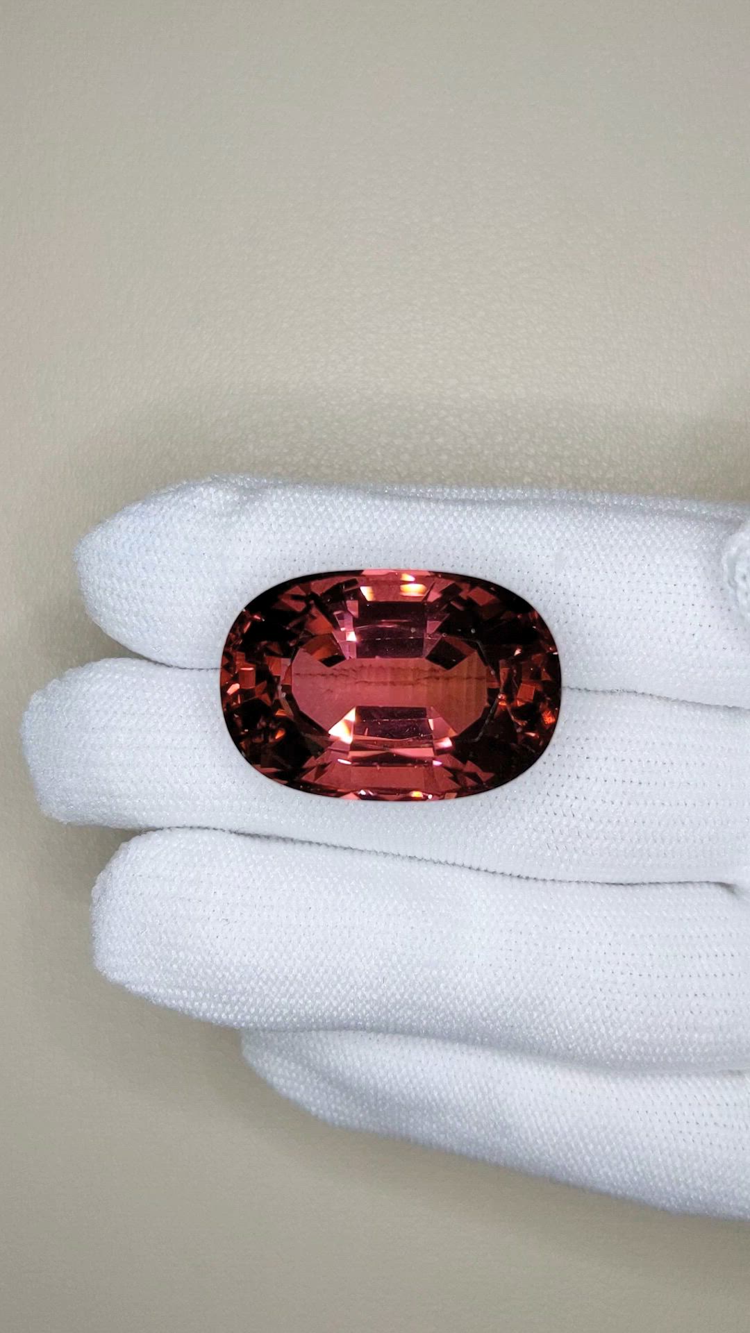 48.53 Ct. Pinkish Red Rubellite Tourmaline from Brazil Size Video