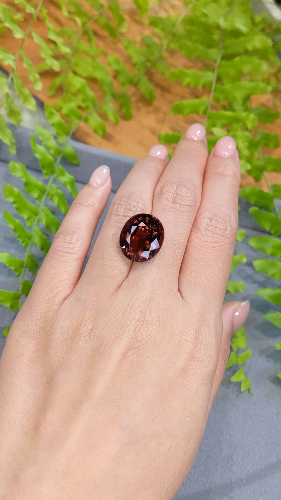 17.86 Ct. Brownish Red Tourmaline from Brazil Size Video