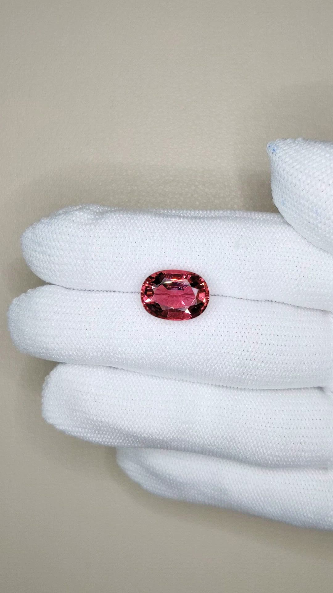 5.37 Ct. Reddish Pink Rubellite Tourmaline from Brazil Size Video