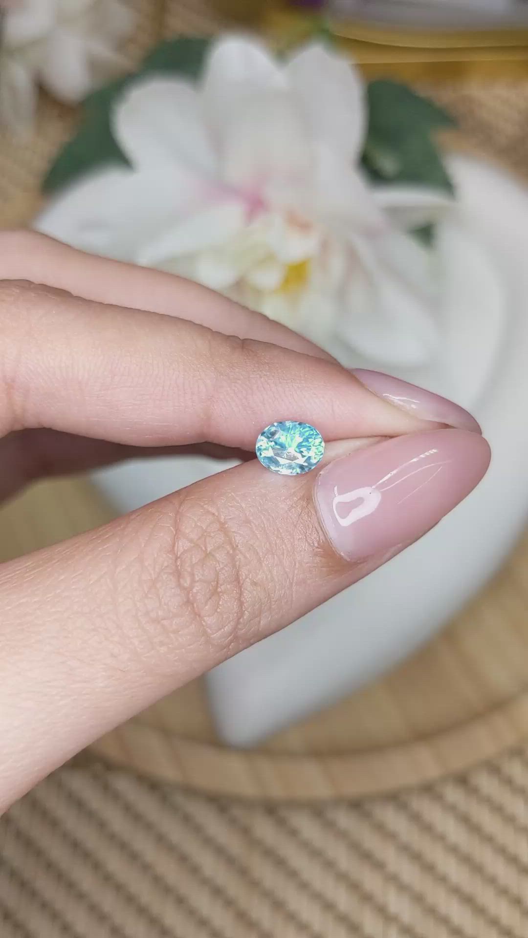 1.24 Ct. Greenish Blue Zircon from Ceylon (Sri Lanka) Size Video