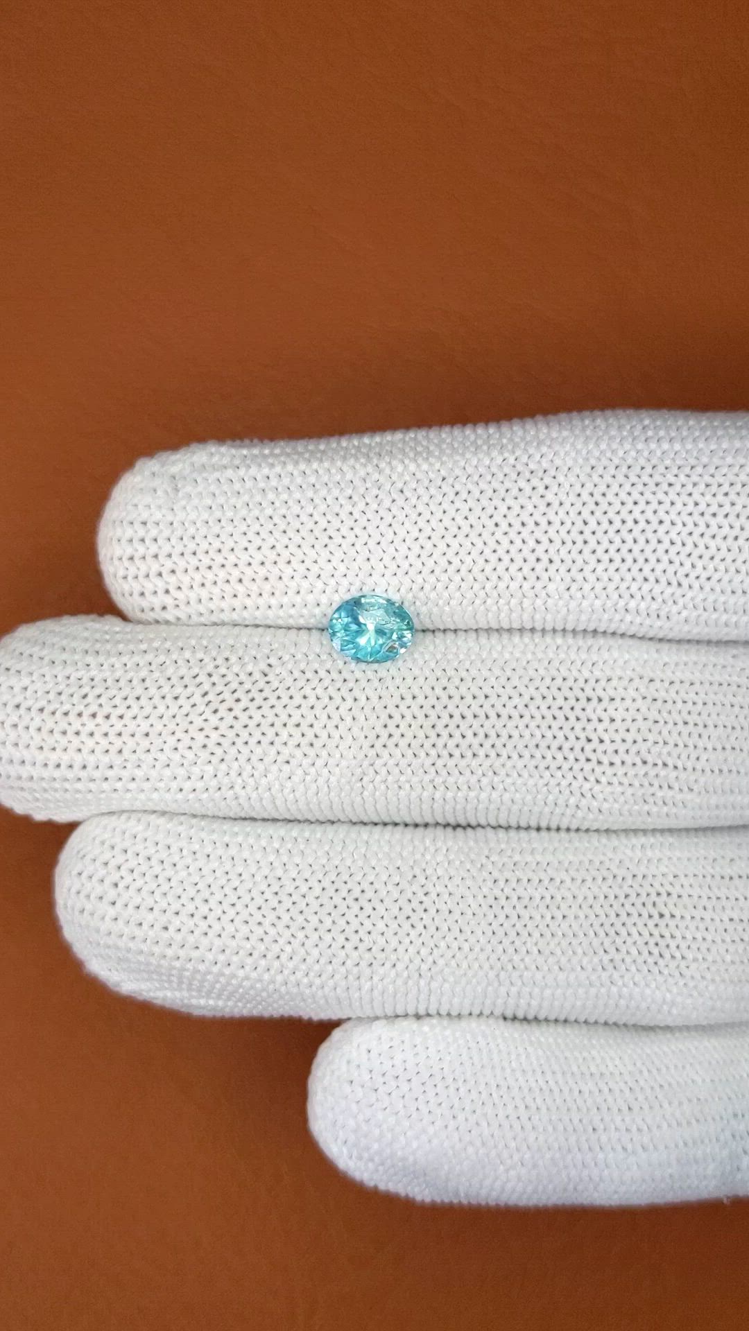 1.24 Ct. Greenish Blue Zircon from Ceylon (Sri Lanka) Size Video