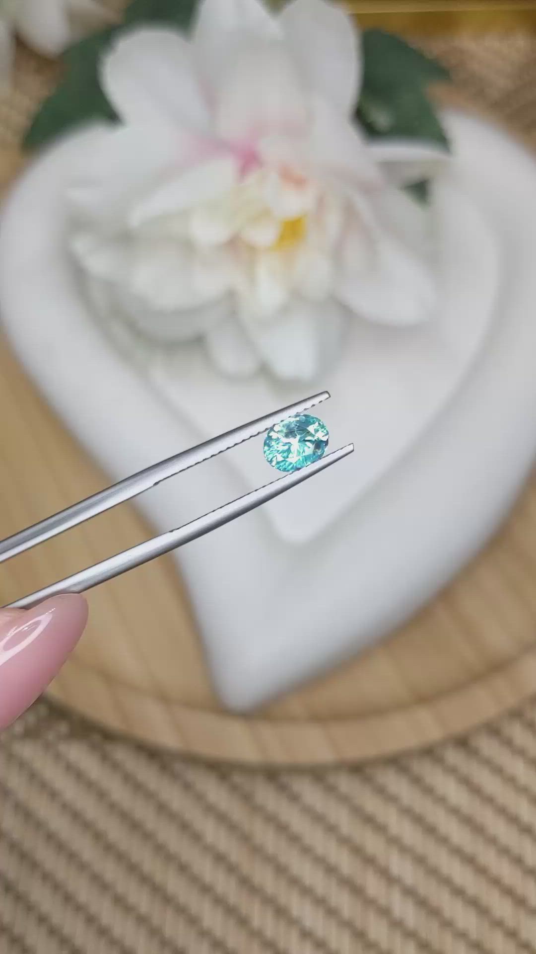 1.24 Ct. Greenish Blue Zircon from Ceylon (Sri Lanka) Size Video