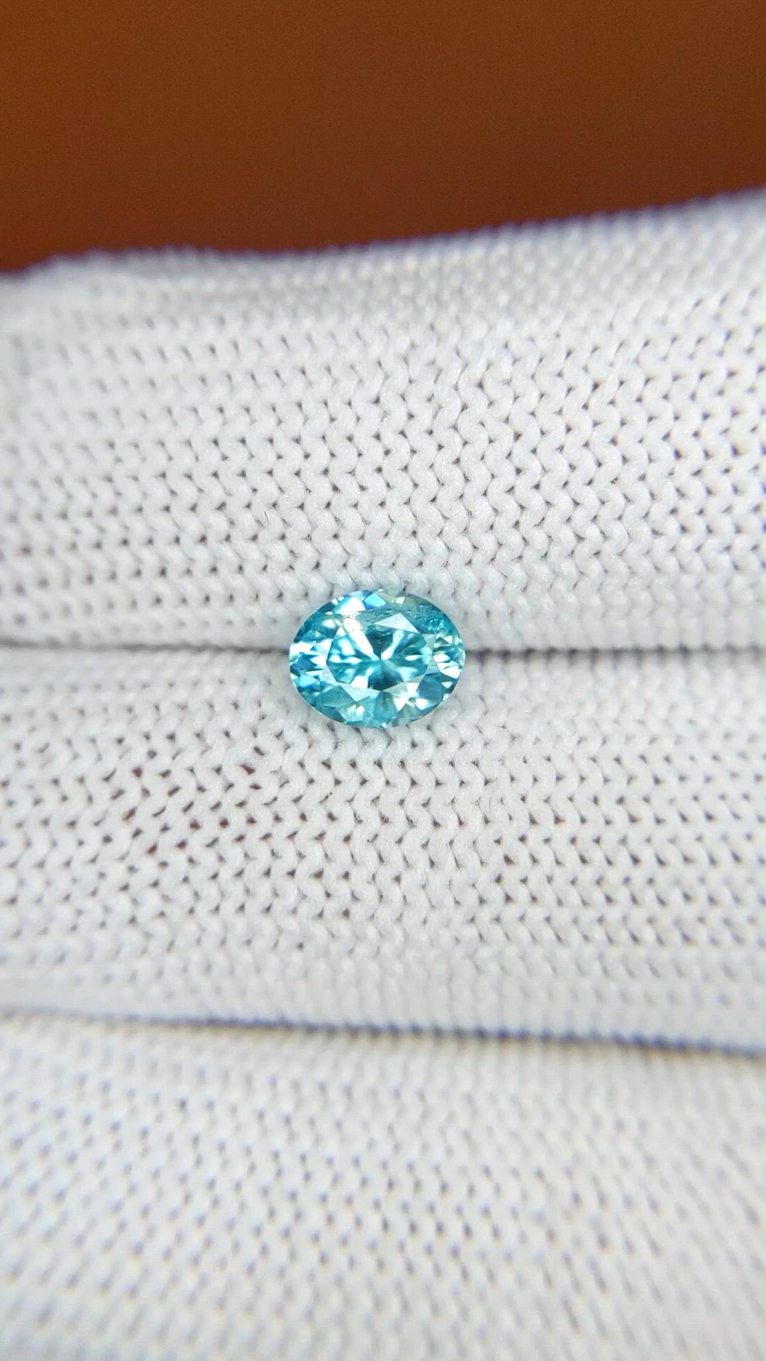 1.25 Ct. Greenish Blue Zircon from Ceylon (Sri Lanka) Size Video