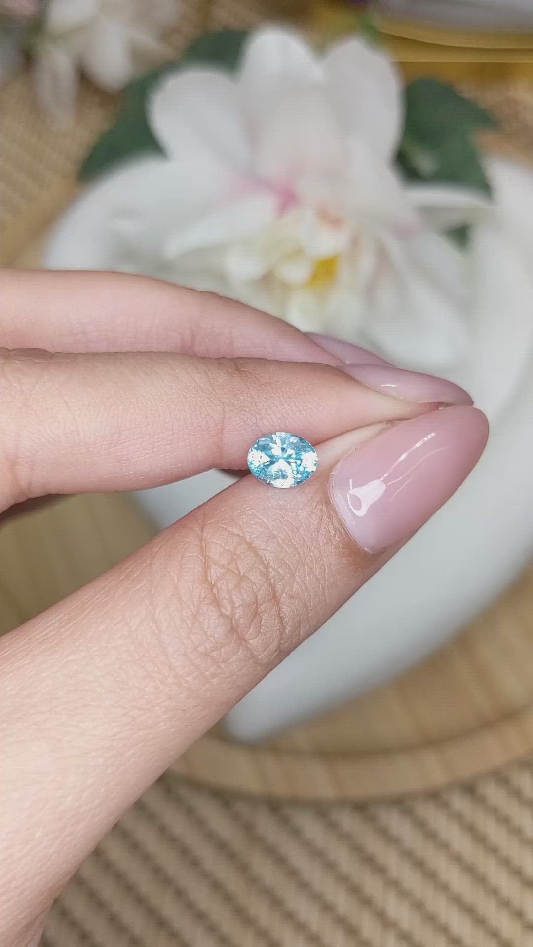 1.25 Ct. Greenish Blue Zircon from Ceylon (Sri Lanka) Size Video