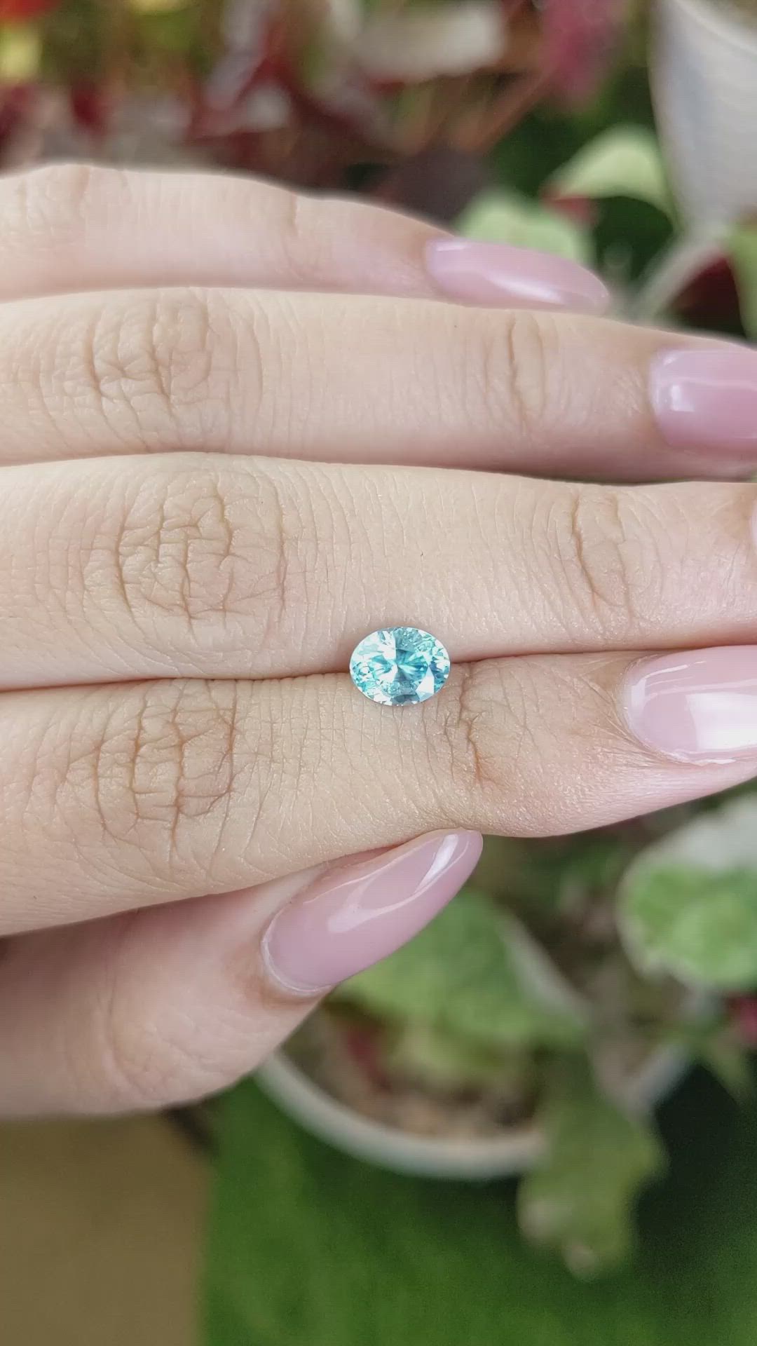 1.25 Ct. Greenish Blue Zircon from Ceylon (Sri Lanka) Size Video