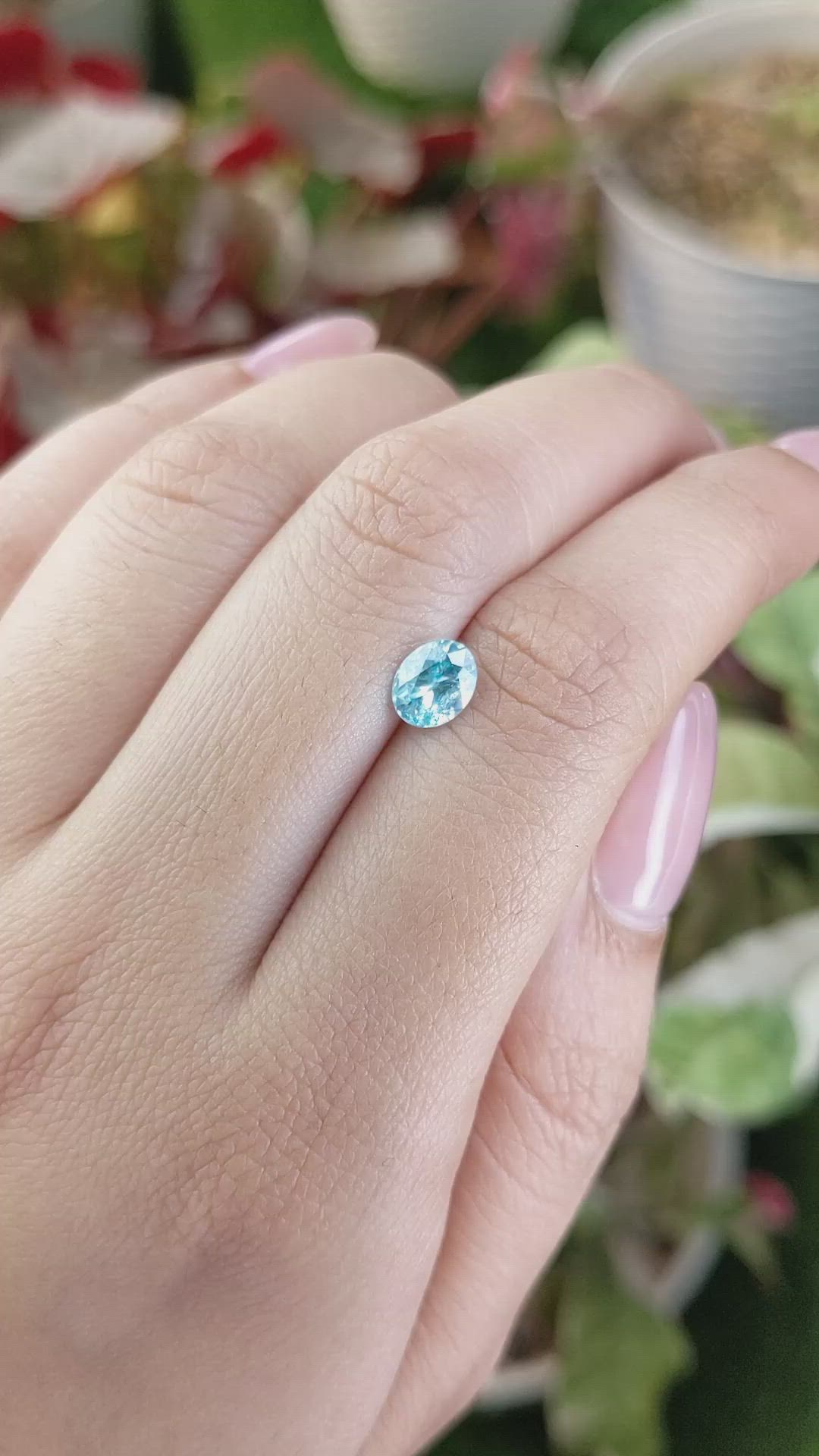 1.25 Ct. Greenish Blue Zircon from Ceylon (Sri Lanka) Size Video