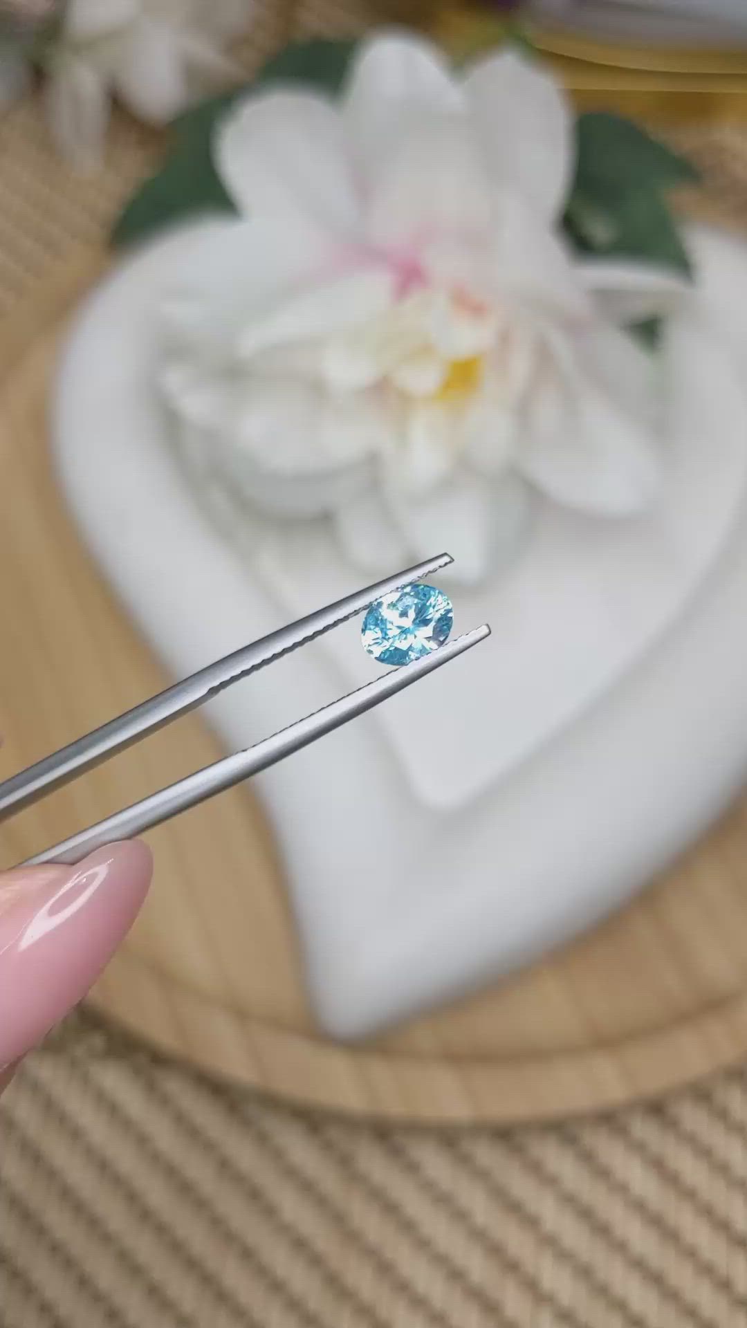 1.25 Ct. Greenish Blue Zircon from Ceylon (Sri Lanka) Size Video