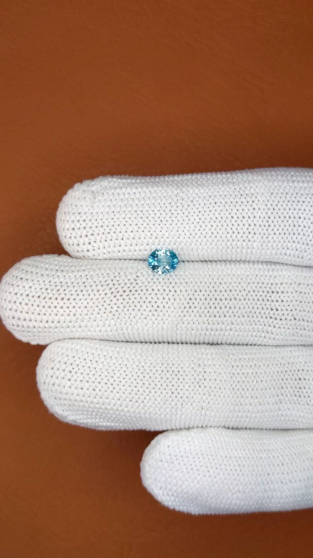 0.69 Ct. Greenish Blue Zircon from Ceylon (Sri Lanka) Size Video