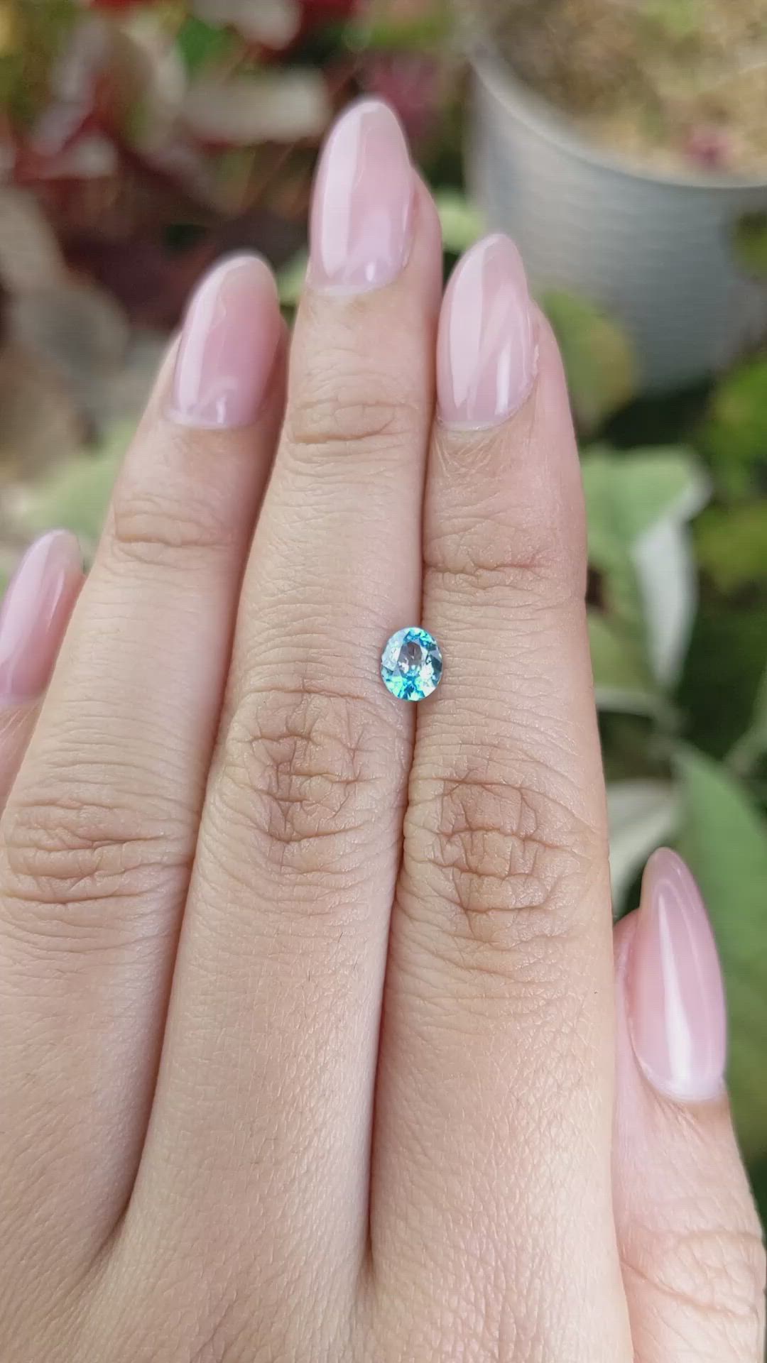 0.69 Ct. Greenish Blue Zircon from Ceylon (Sri Lanka) Size Video