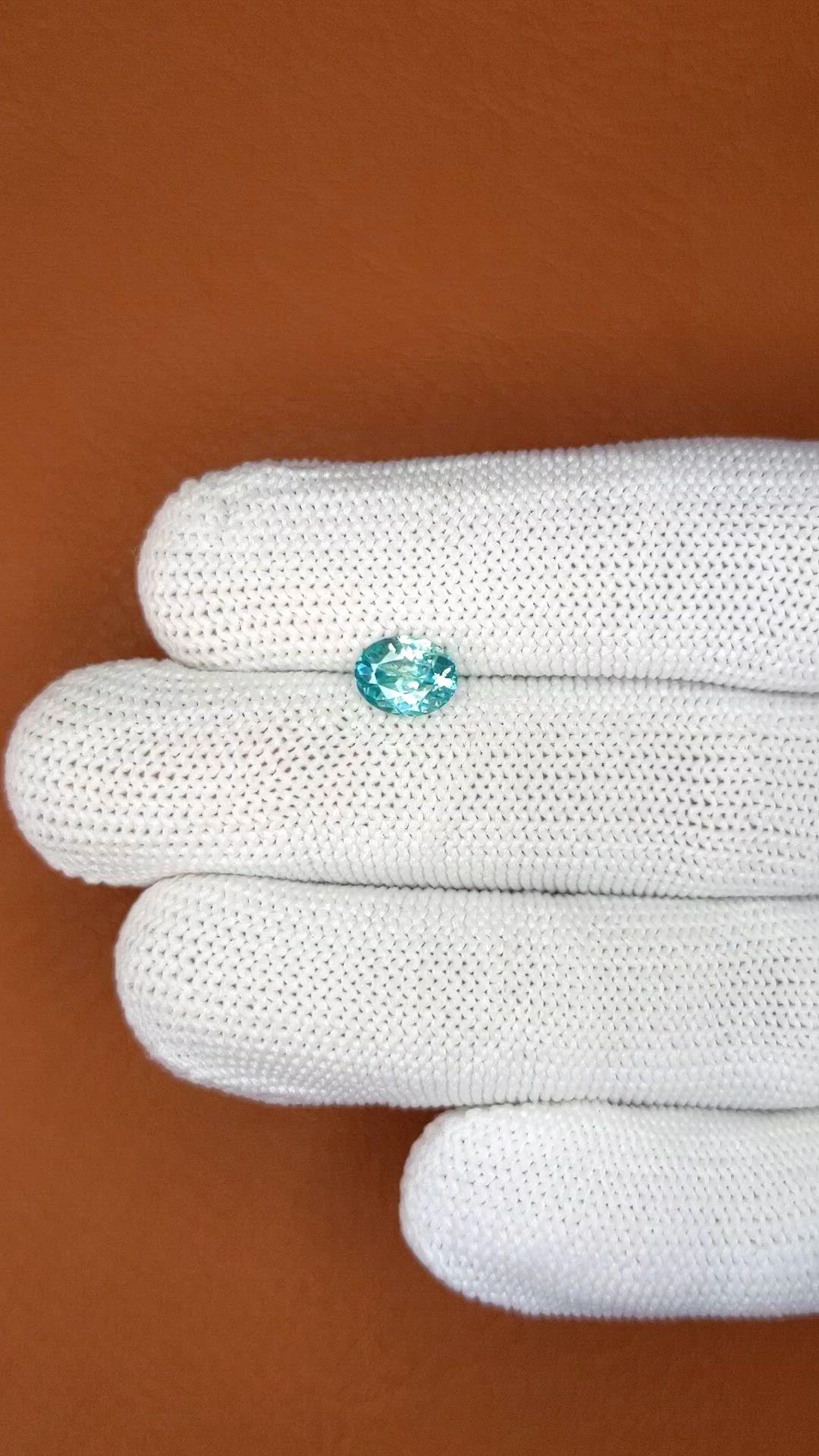 1.49 Ct. Greenish Blue Zircon from Ceylon (Sri Lanka) Size Video