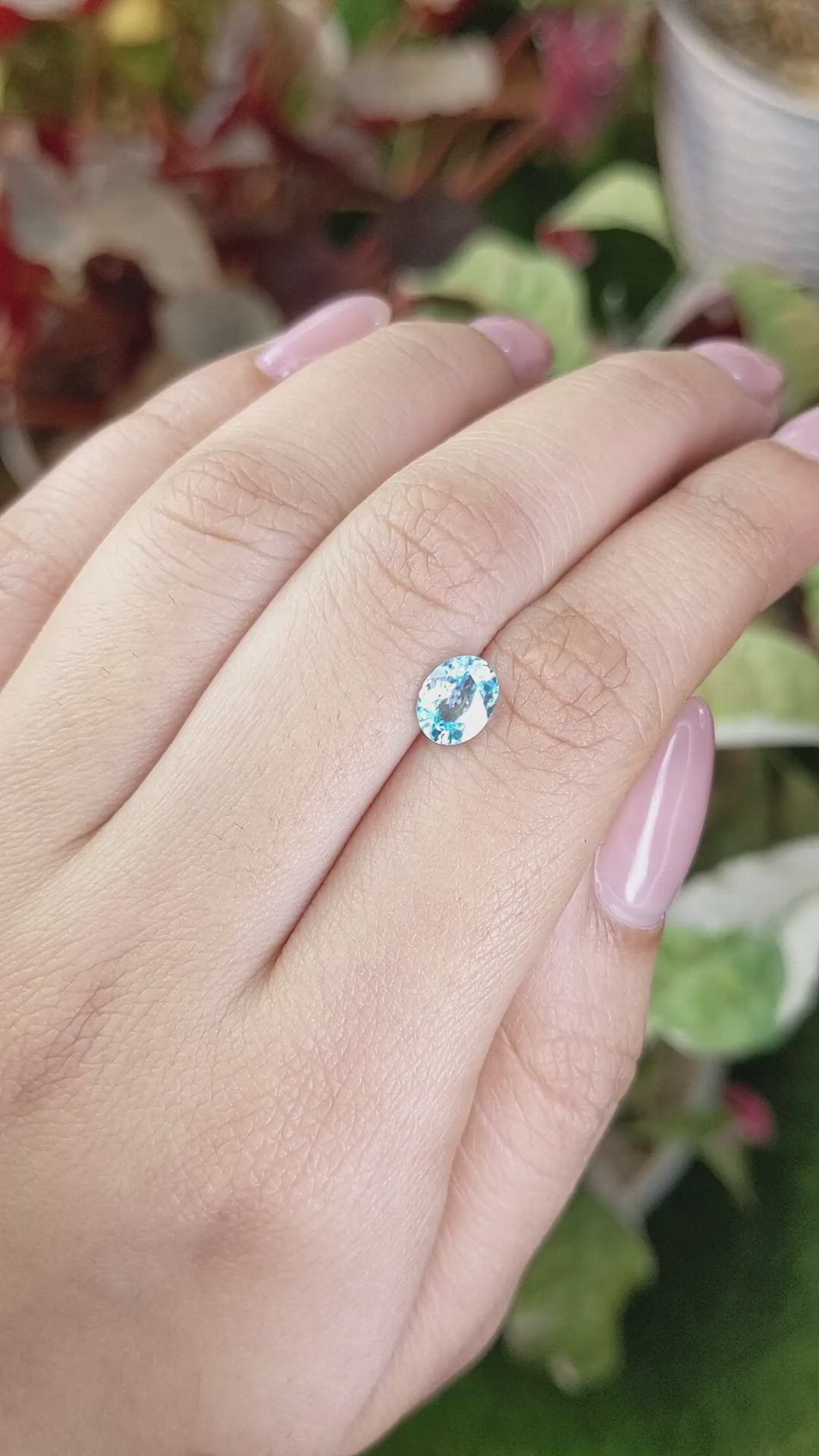 1.41 Ct. Greenish Blue Zircon from Ceylon (Sri Lanka) Size Video