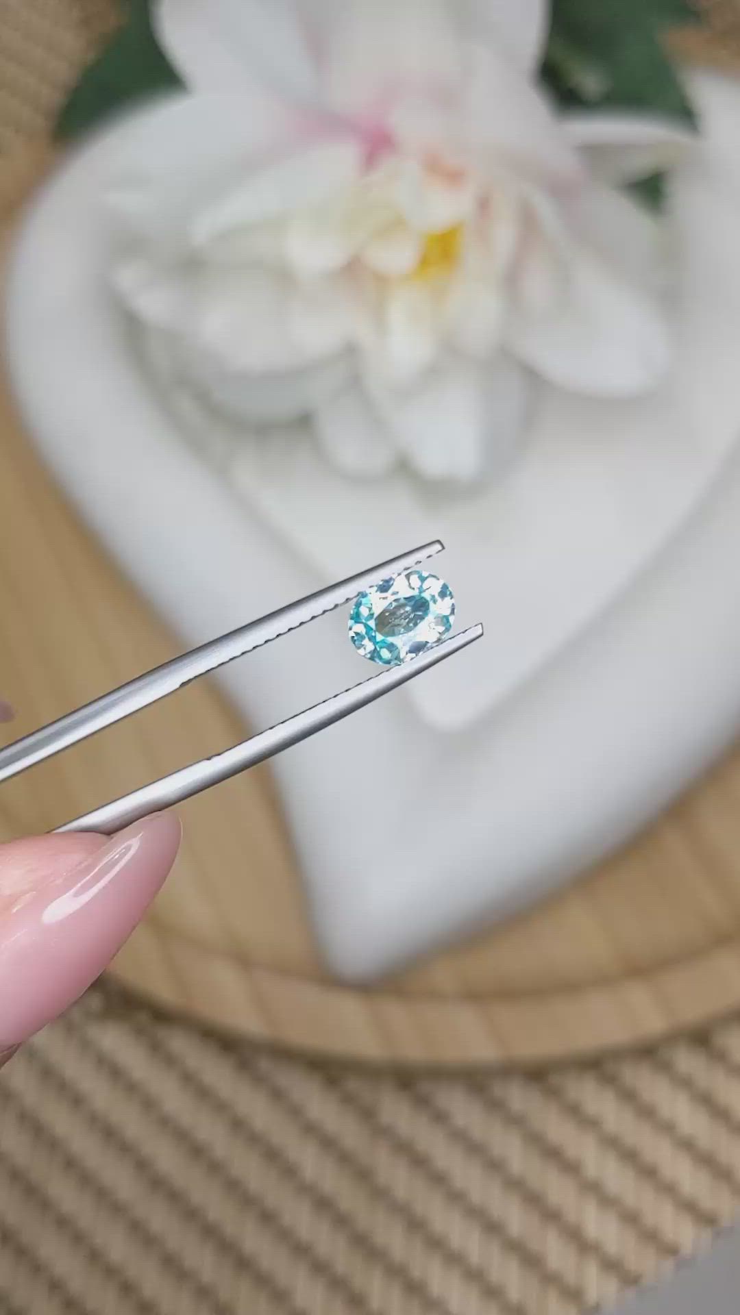 1.41 Ct. Greenish Blue Zircon from Ceylon (Sri Lanka) Size Video