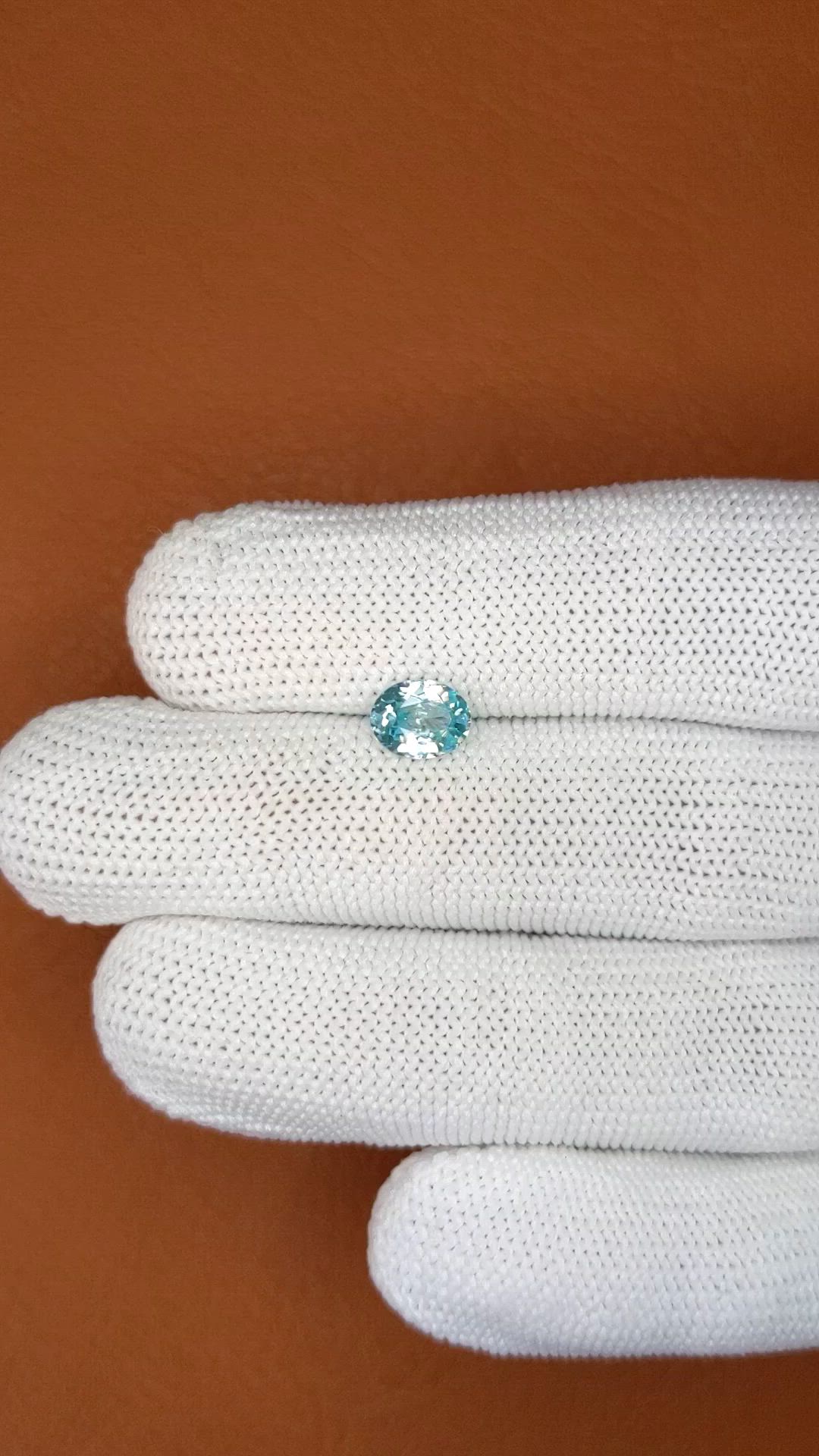 1.41 Ct. Greenish Blue Zircon from Ceylon (Sri Lanka) Size Video
