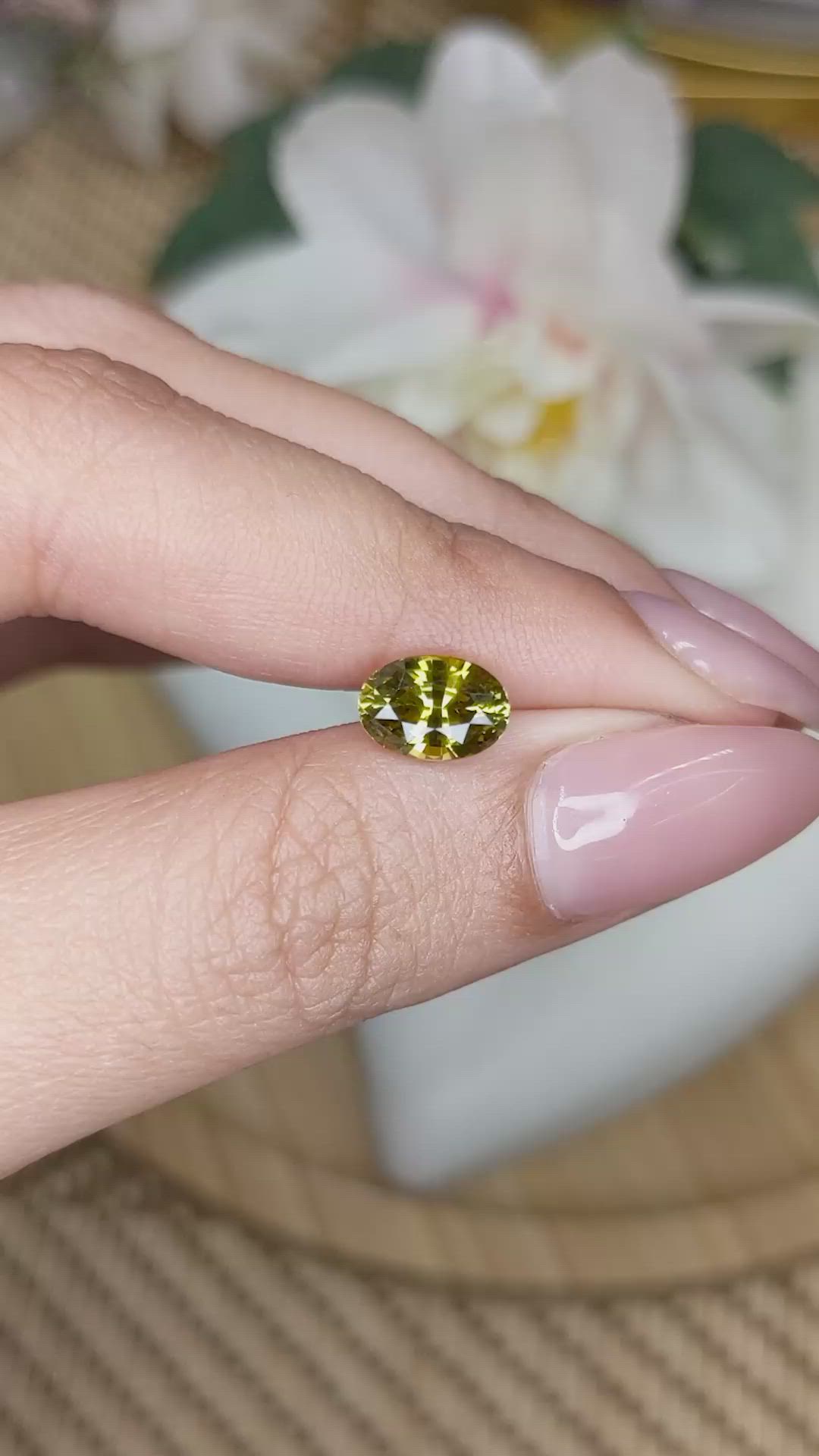 1.83 Ct. Yellowish Green Chrysoberyl from Ceylon (Sri Lanka) Size Video