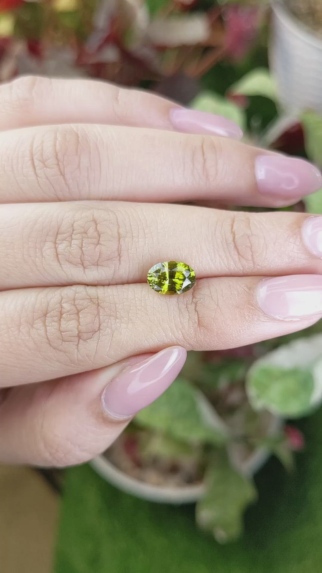 1.83 Ct. Yellowish Green Chrysoberyl from Ceylon (Sri Lanka) Size Video