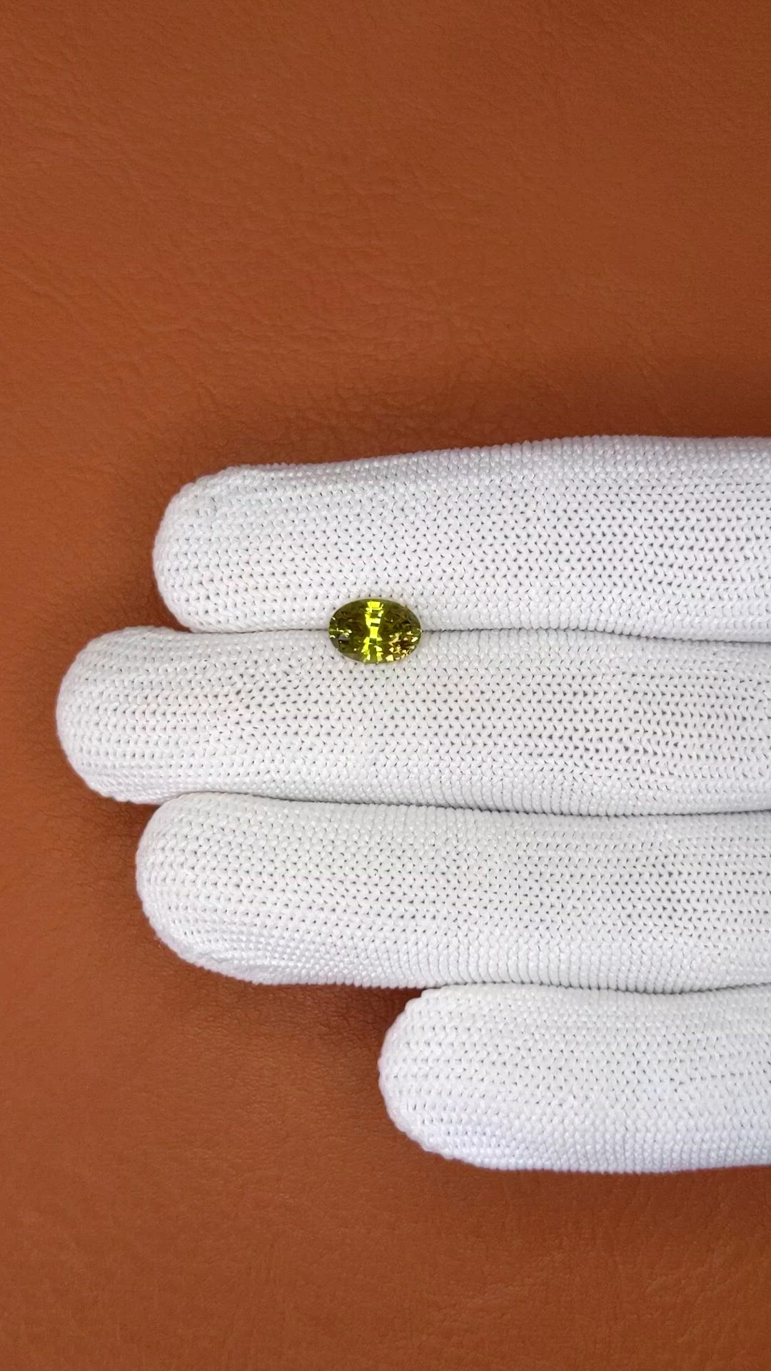 1.83 Ct. Yellowish Green Chrysoberyl from Ceylon (Sri Lanka) Size Video
