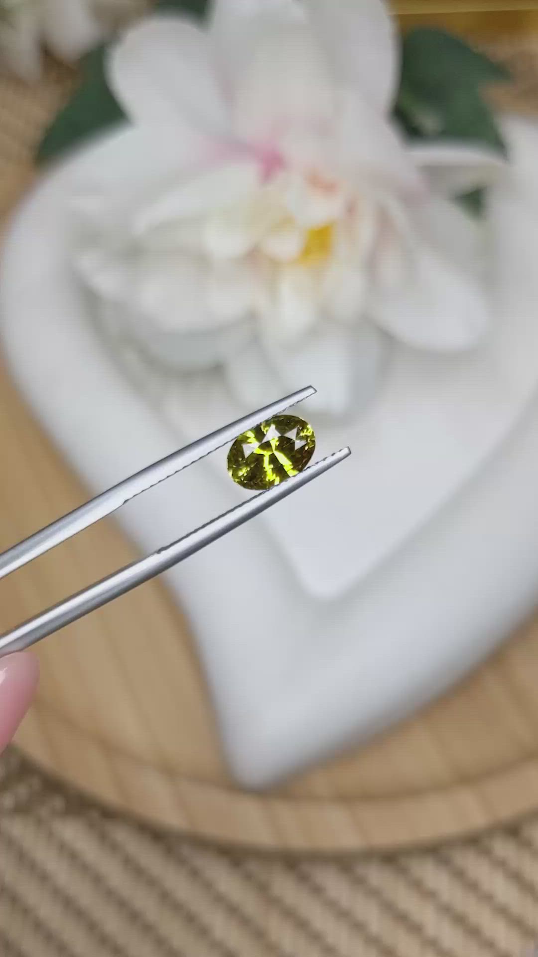 1.83 Ct. Yellowish Green Chrysoberyl from Ceylon (Sri Lanka) Size Video