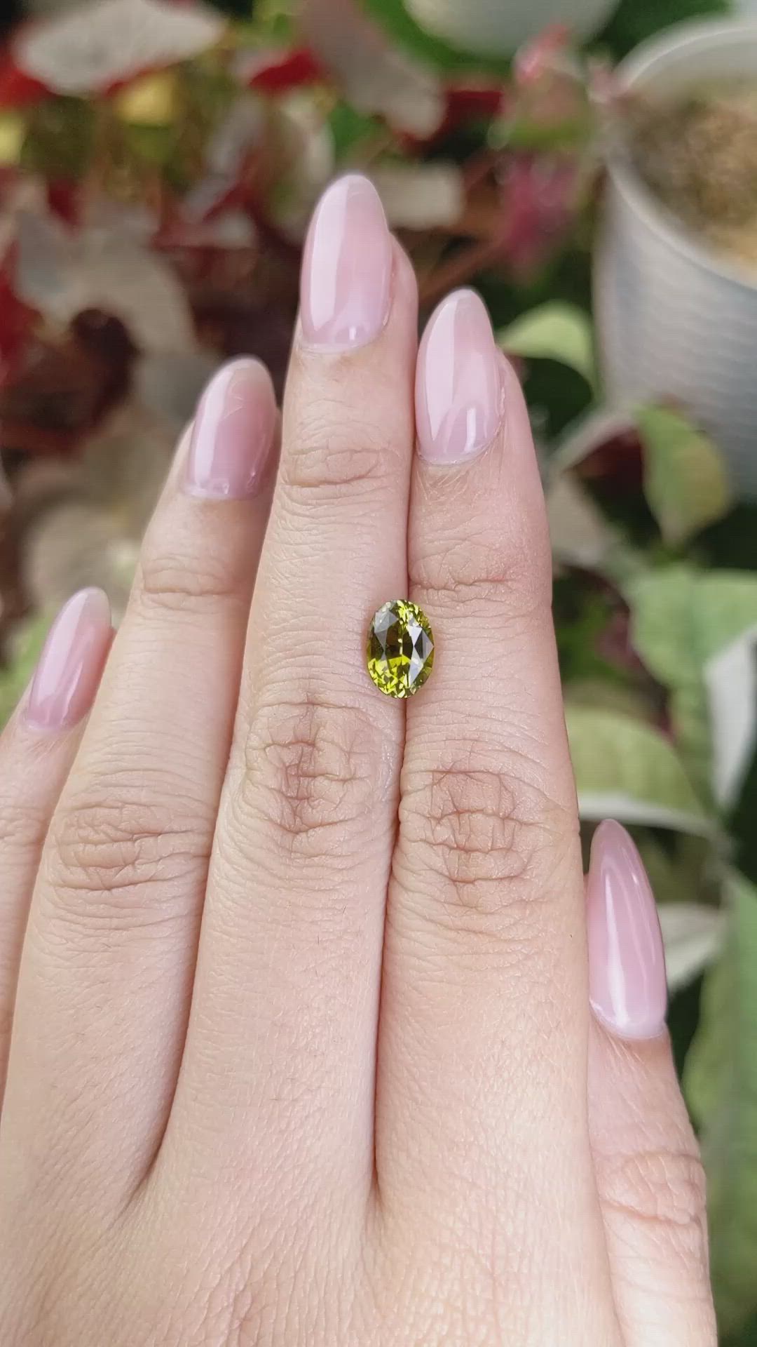 1.83 Ct. Yellowish Green Chrysoberyl from Ceylon (Sri Lanka) Size Video