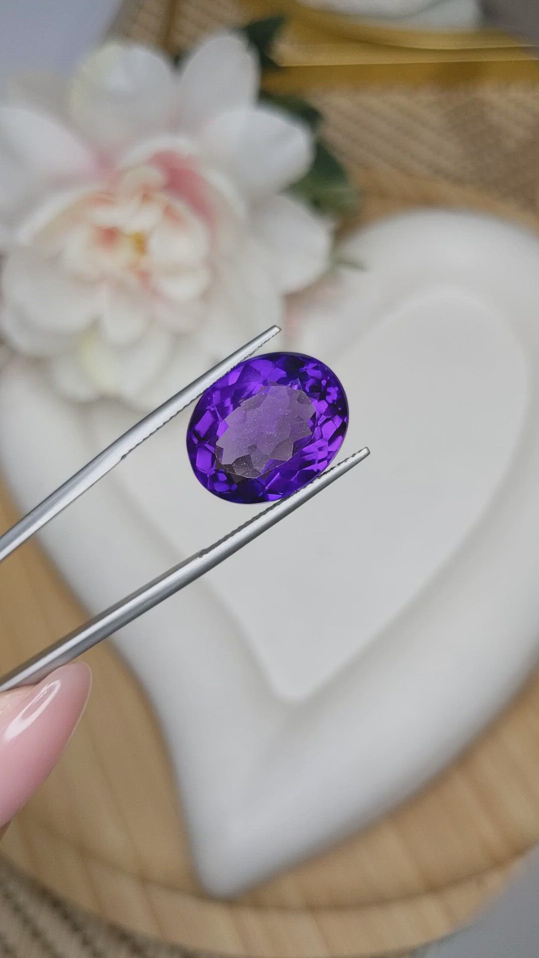 11.66 Ct. Purple Amethyst from Brazil Size Video