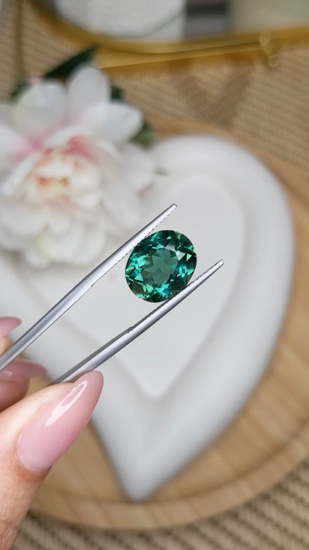5.99 Ct. Bluish Green Prasiolite from Brazil Size Video