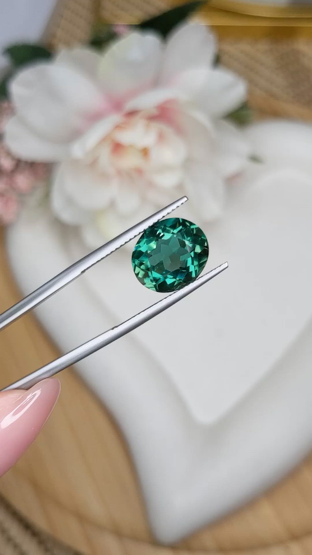5.34 Ct. Bluish Green Prasiolite from Brazil Size Video