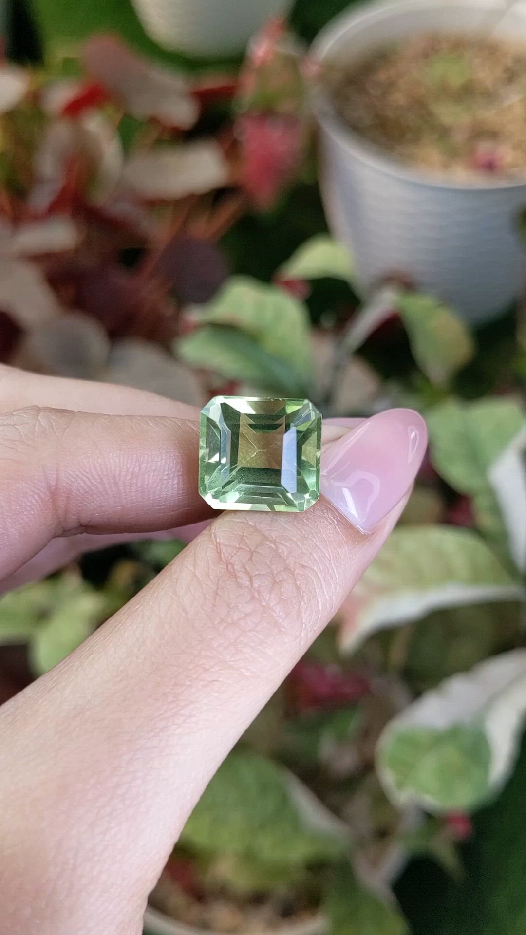 12.14 Ct. Yellowish Green Prasiolite from Brazil Size Video
