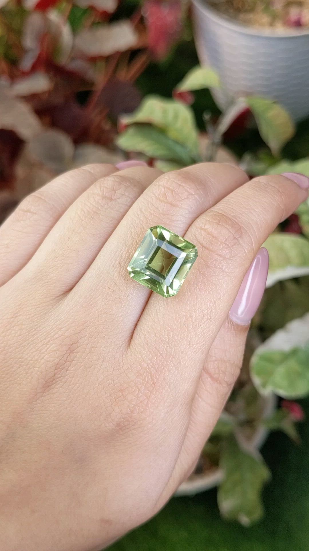 12.14 Ct. Yellowish Green Prasiolite from Brazil Size Video