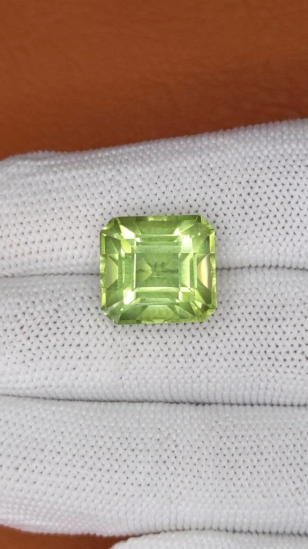 12.14 Ct. Yellowish Green Prasiolite from Brazil Size Video