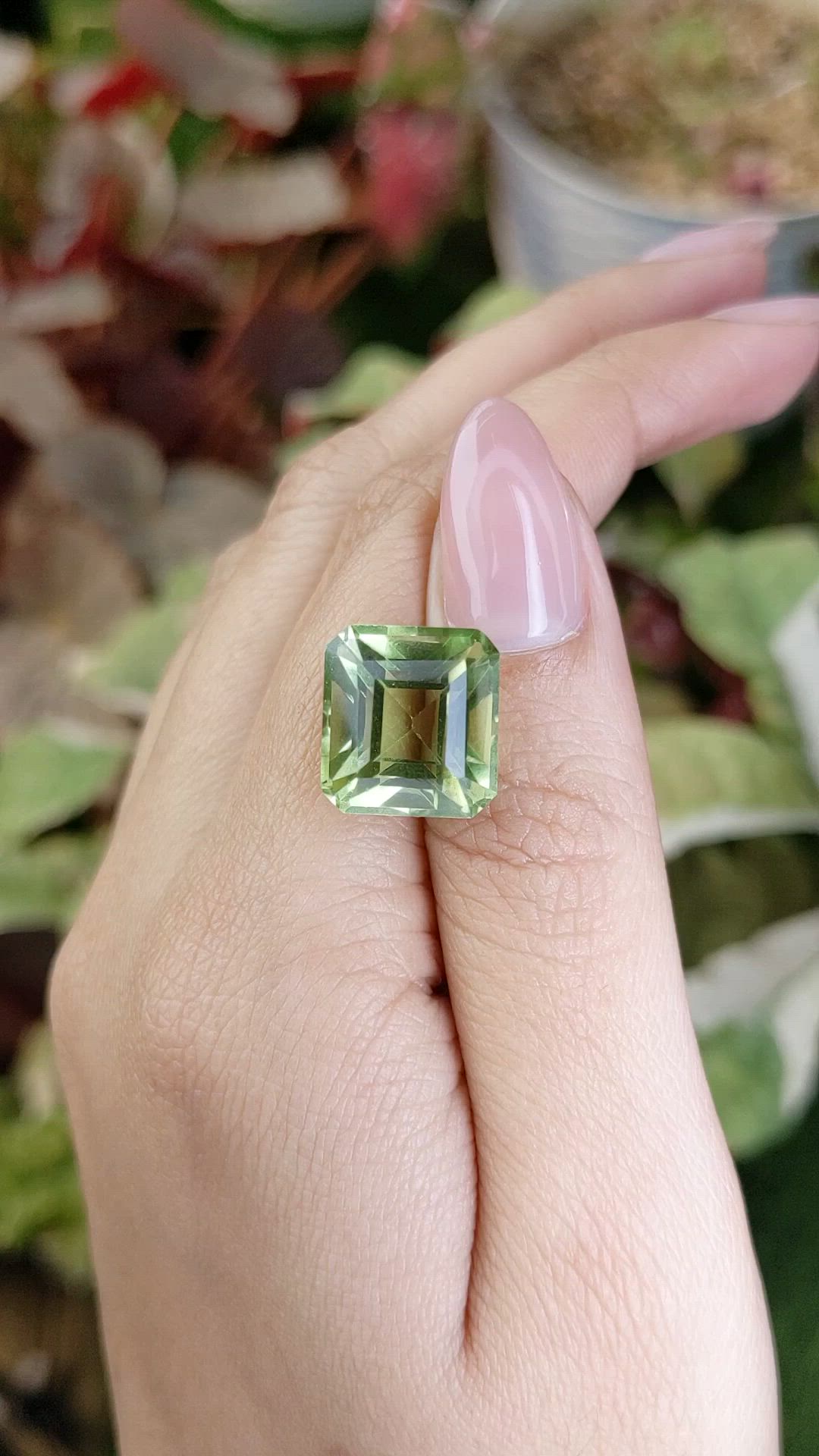 12.14 Ct. Yellowish Green Prasiolite from Brazil Size Video