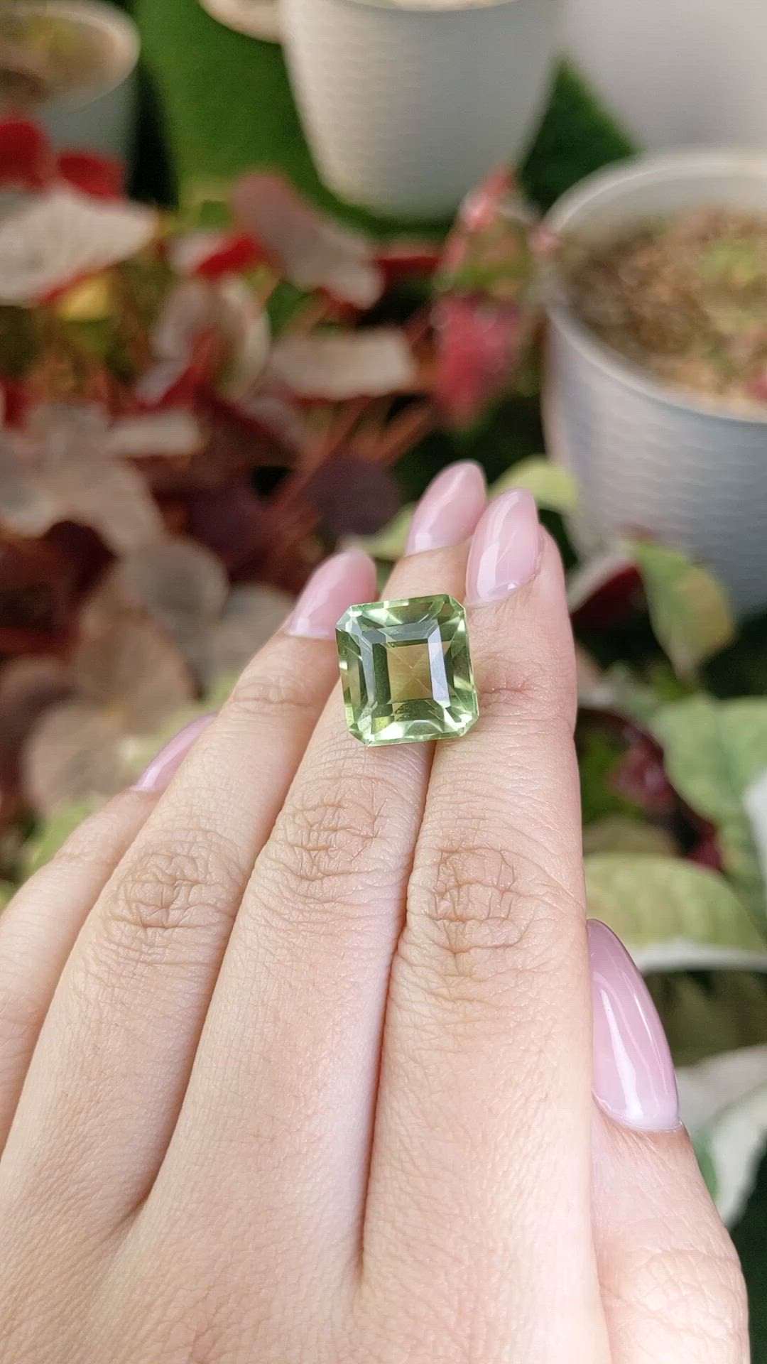 12.14 Ct. Yellowish Green Prasiolite from Brazil Size Video