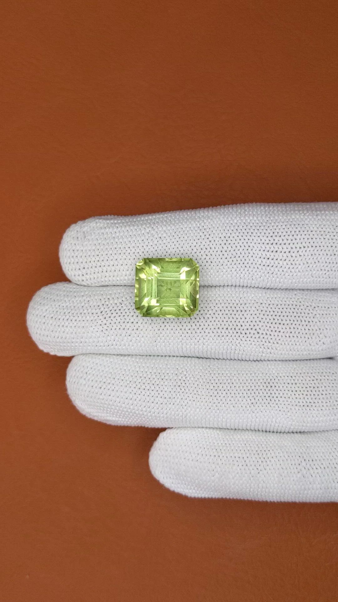 12.14 Ct. Yellowish Green Prasiolite from Brazil Size Video