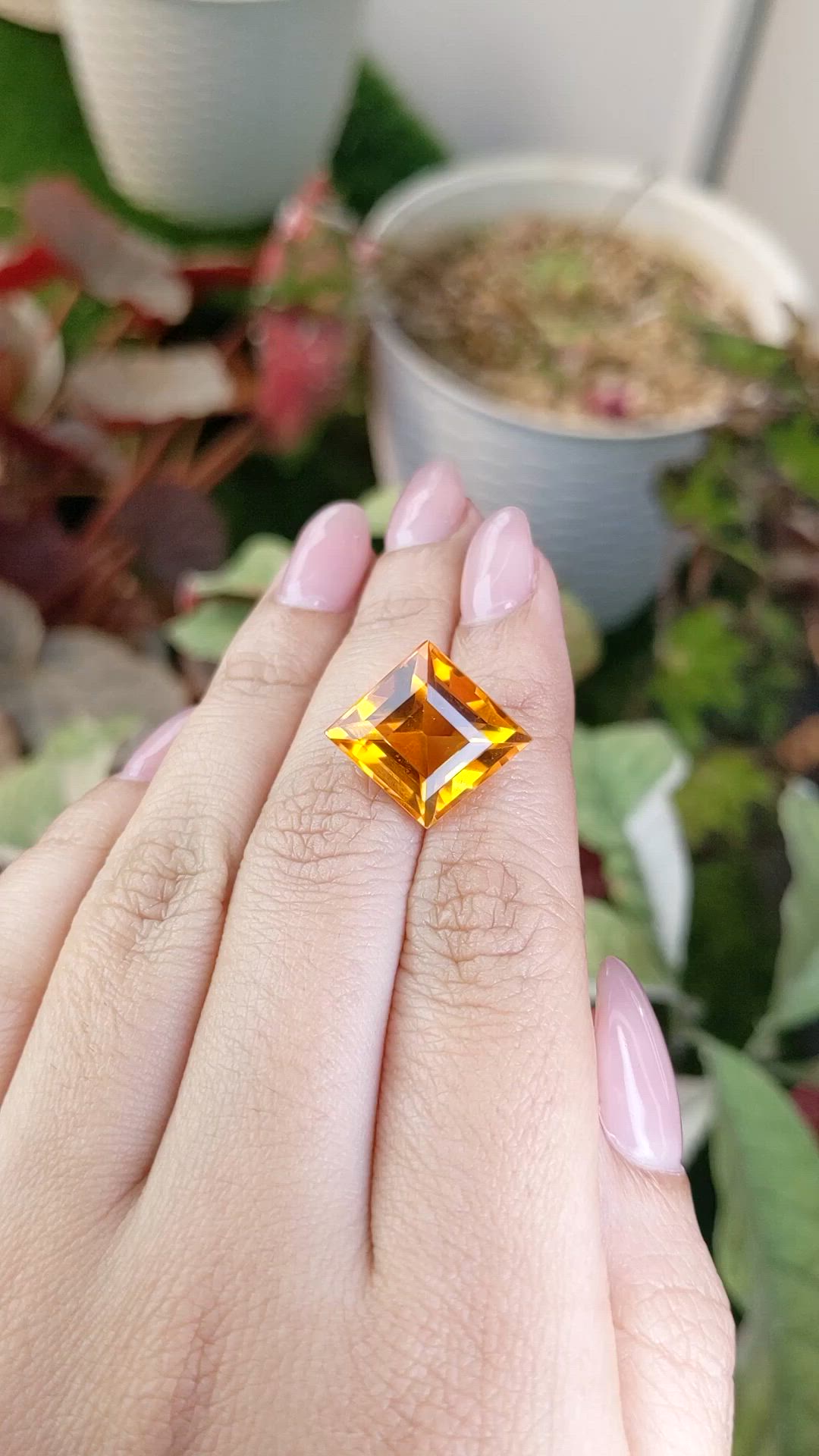 11.70 Ct. Yellowish Orange Citrine from Brazil Size Video