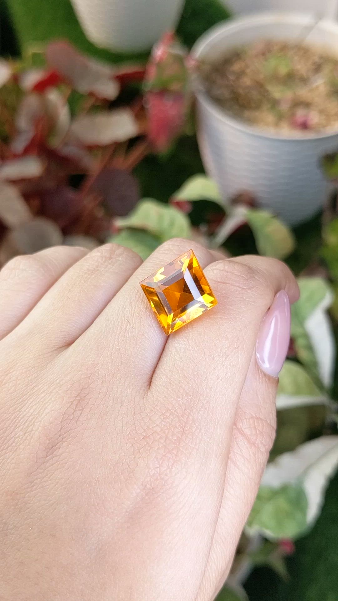 11.70 Ct. Yellowish Orange Citrine from Brazil Size Video