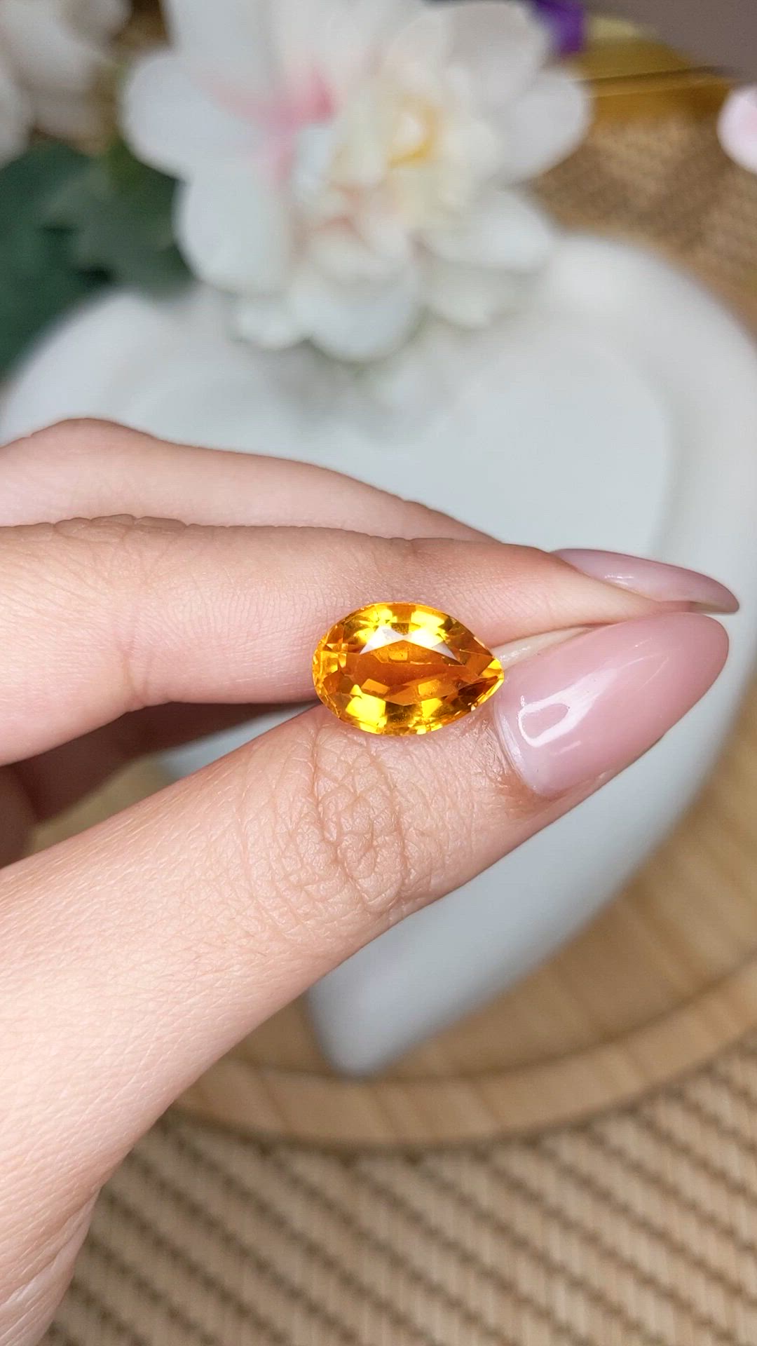 5.97 Ct. Yellowish Orange Citrine from Ceylon (Sri Lanka) Size Video