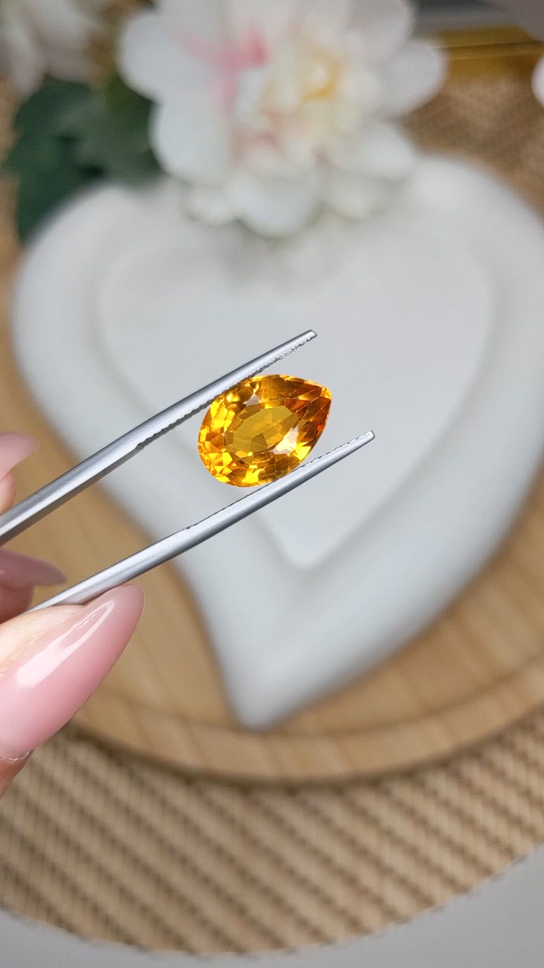 5.97 Ct. Yellowish Orange Citrine from Ceylon (Sri Lanka) Size Video