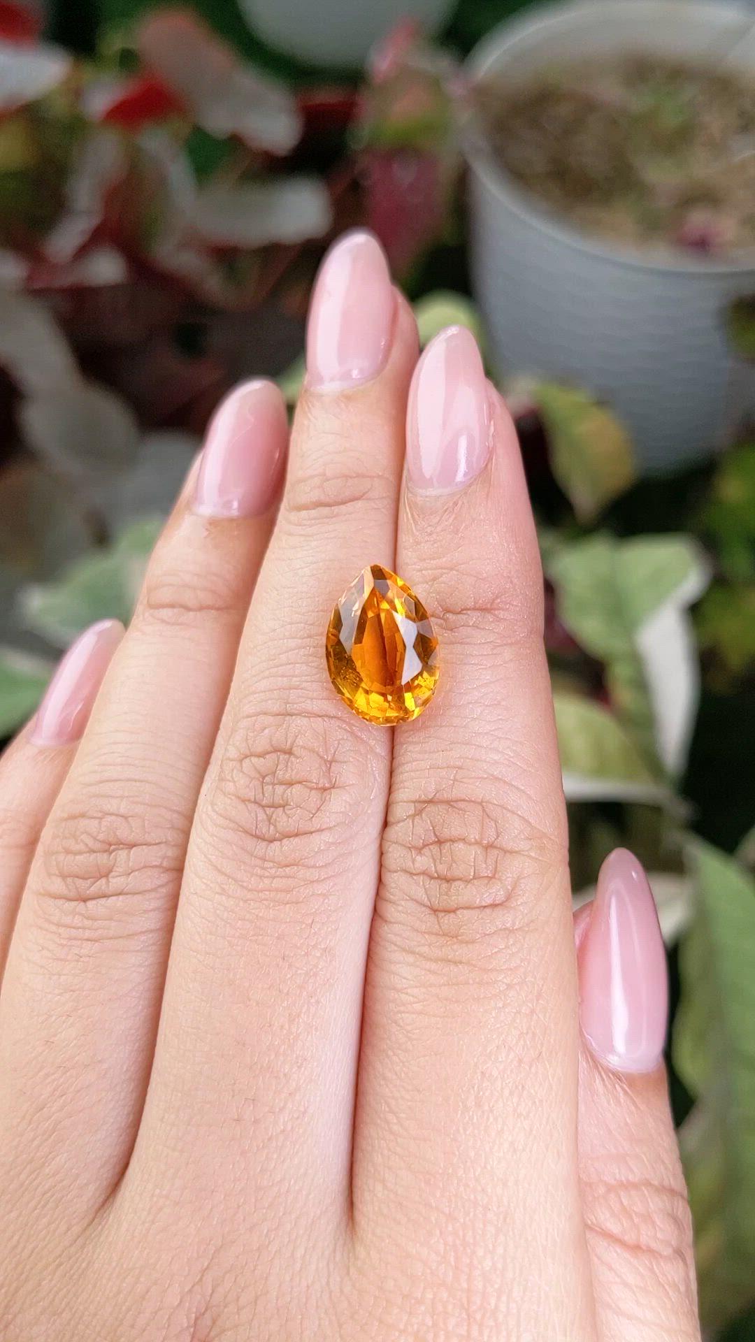 5.97 Ct. Yellowish Orange Citrine from Ceylon (Sri Lanka) Size Video