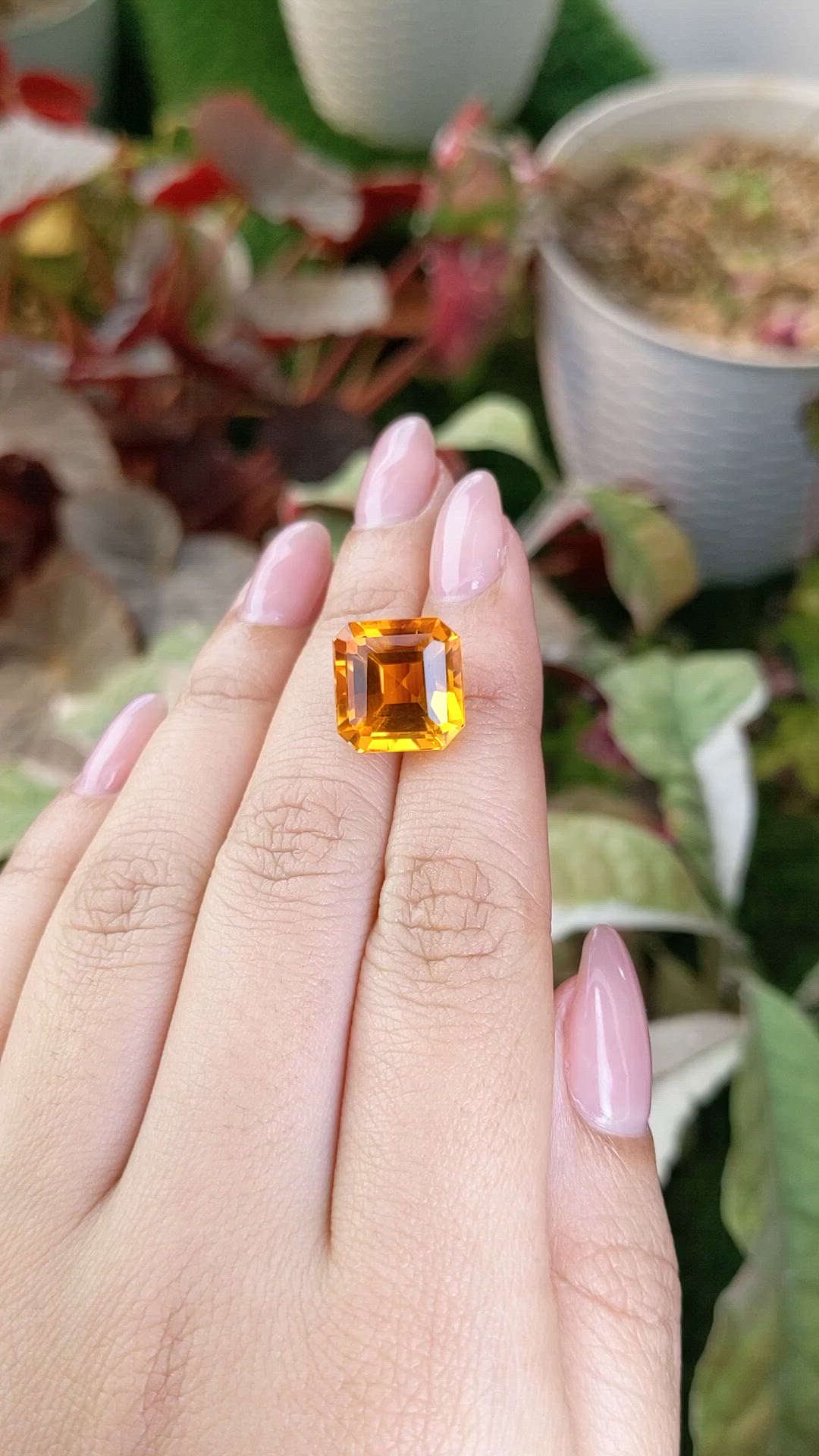 10.93 Ct. Yellowish Orange Citrine from Ceylon (Sri Lanka) Size Video