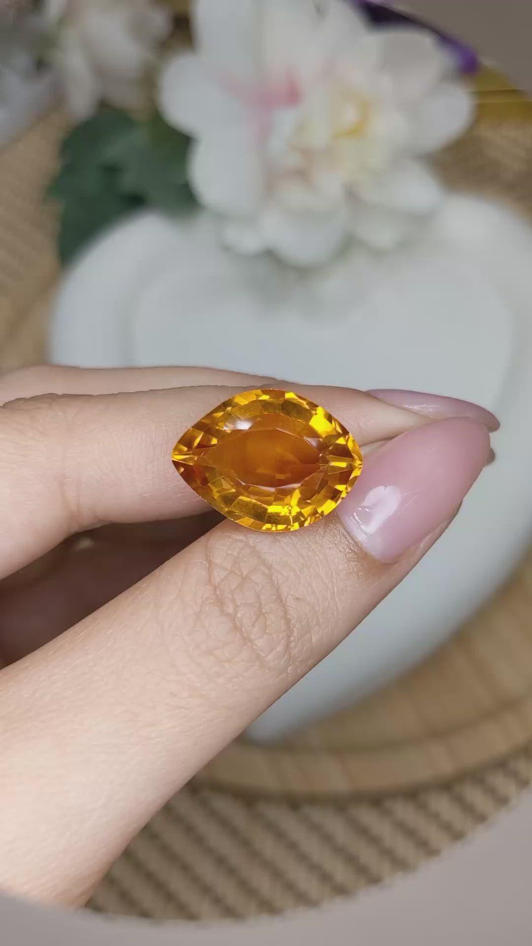 13.05 Ct. Orangish Yellow Citrine from Ceylon (Sri Lanka) Size Video