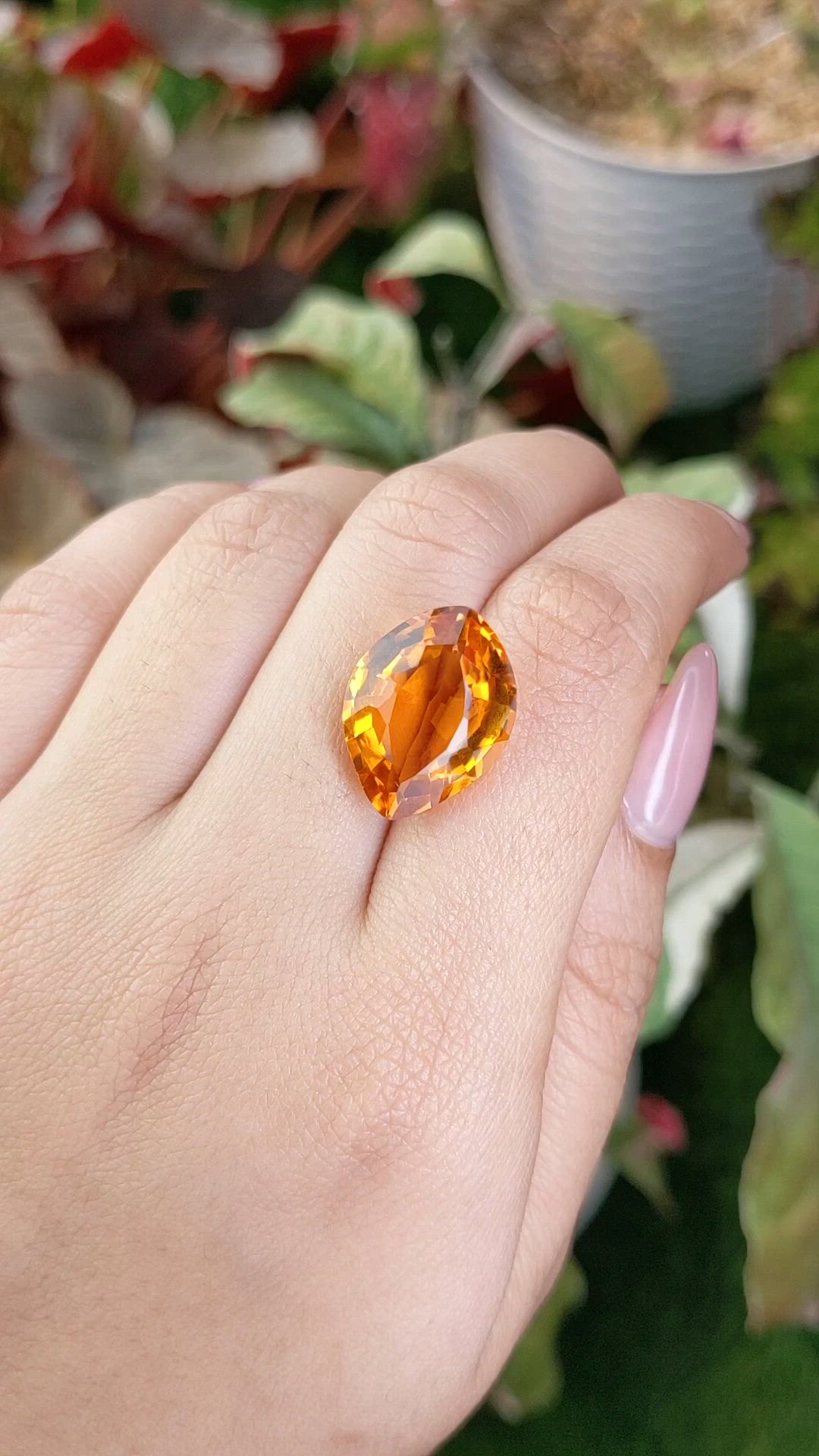 13.05 Ct. Orangish Yellow Citrine from Ceylon (Sri Lanka) Size Video