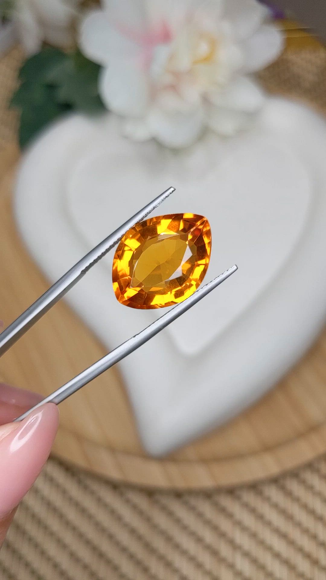 13.05 Ct. Orangish Yellow Citrine from Ceylon (Sri Lanka) Size Video