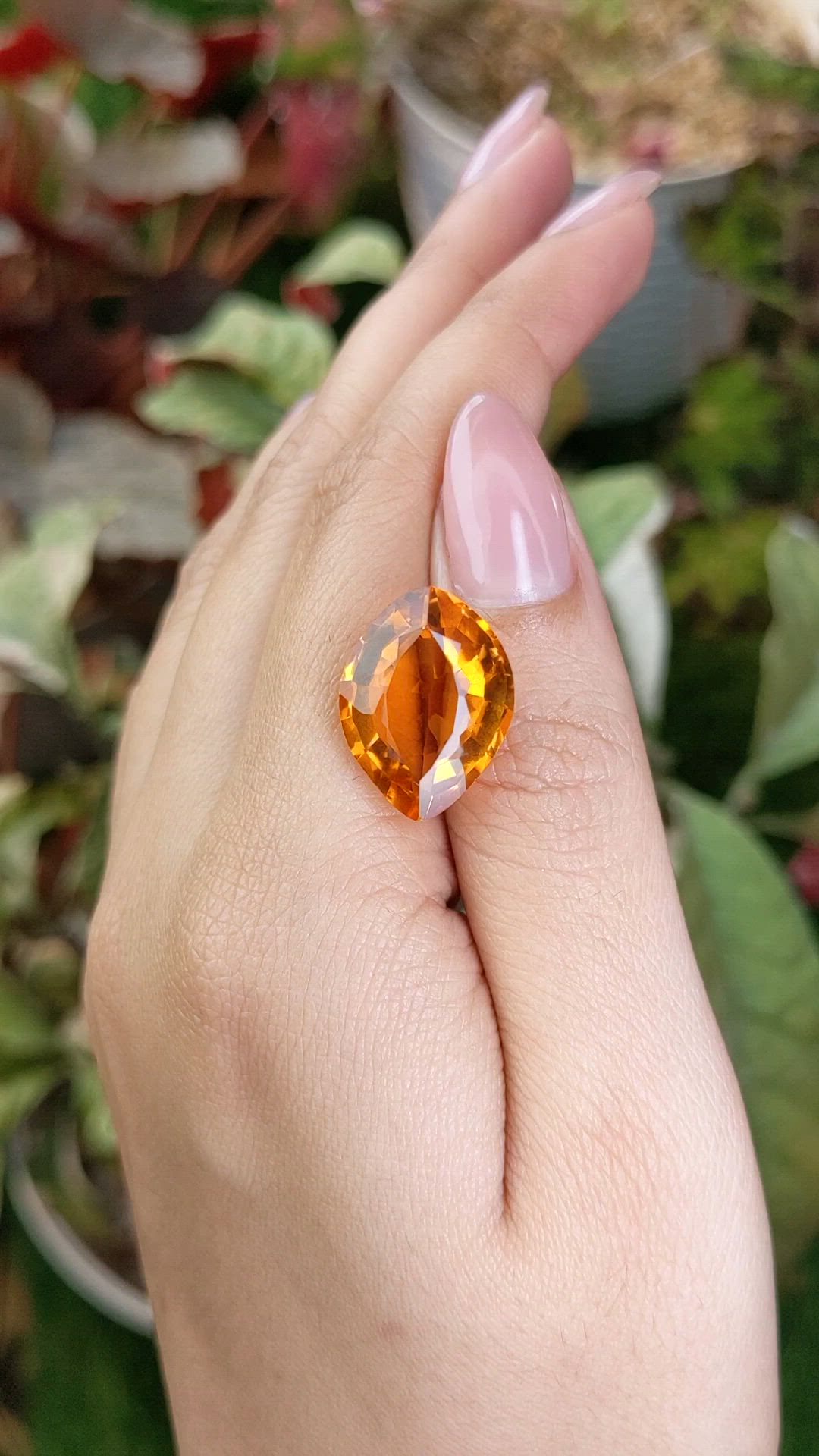 13.05 Ct. Orangish Yellow Citrine from Ceylon (Sri Lanka) Size Video