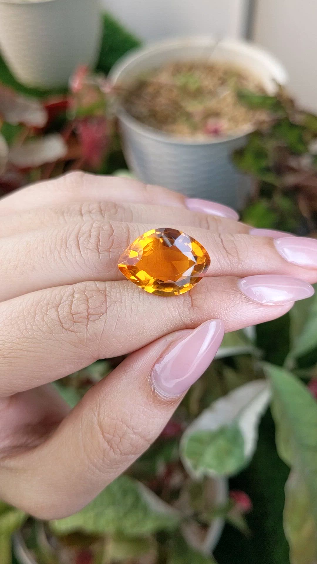 13.05 Ct. Orangish Yellow Citrine from Ceylon (Sri Lanka) Size Video