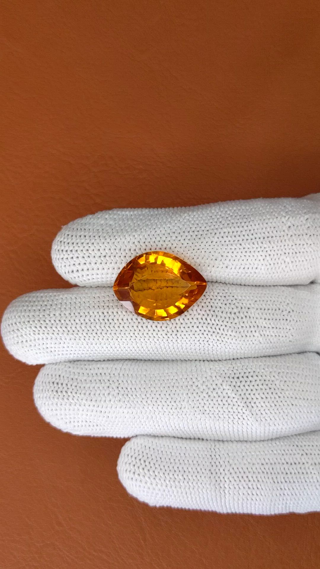 13.05 Ct. Orangish Yellow Citrine from Ceylon (Sri Lanka) Size Video
