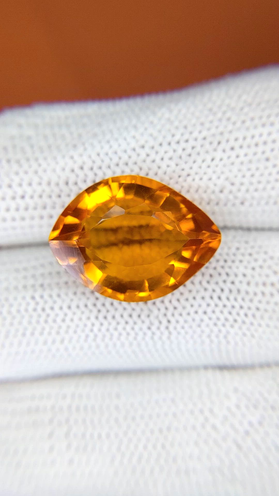 13.05 Ct. Orangish Yellow Citrine from Ceylon (Sri Lanka) Size Video
