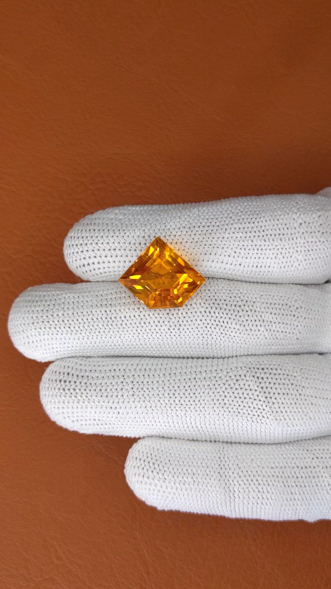 12.06 Ct. Yellowish Orange Citrine from Ceylon (Sri Lanka) Size Video